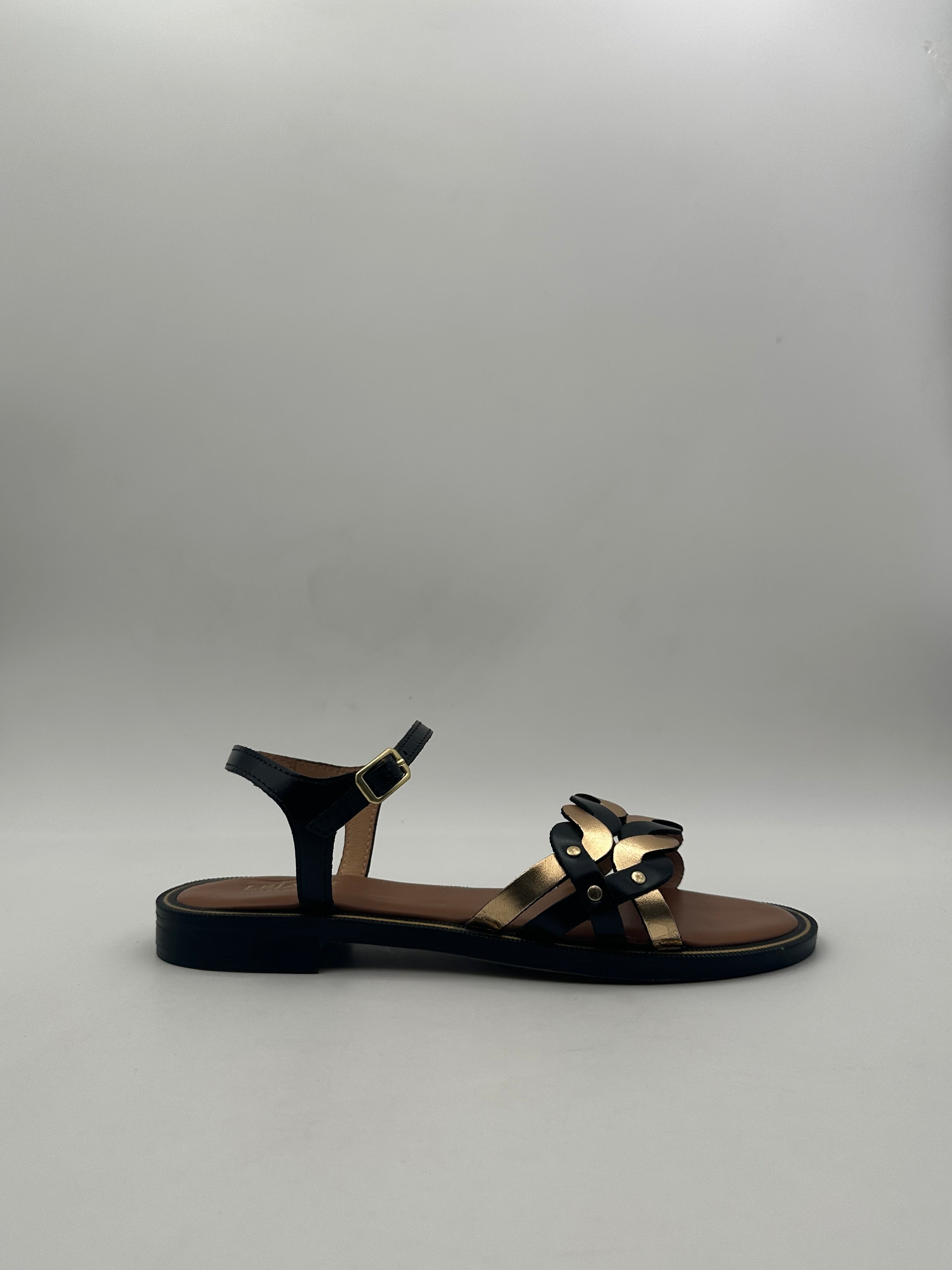 LEJADE - Sandalo Vitello ORO/NERO