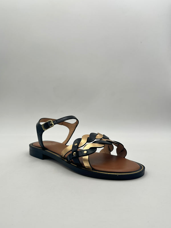 LEJADE - Sandalo Vitello ORO/NERO