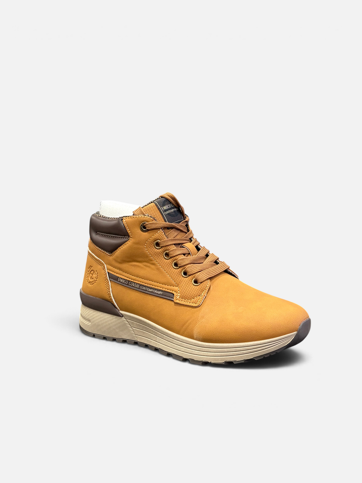Scarponcini uomo Alex Calzature Enrico Coveri Brave color cuoio con dettagli marroni e suola sportiva