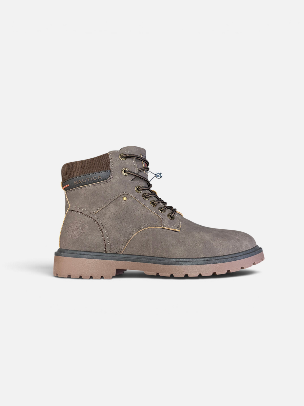 Scarponcini da uomo Alex Calzature Nautica Indiana NBK in nabuk marrone con colletto imbottito e suola carrarmato