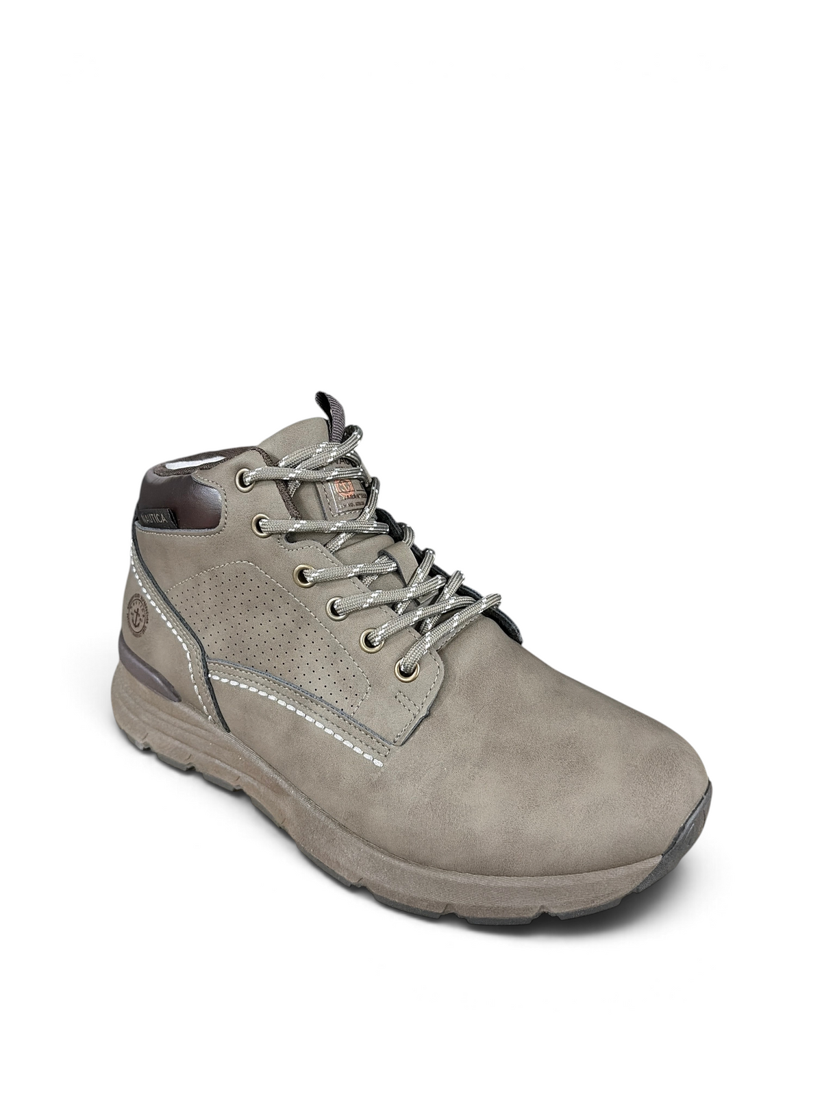 Alex Calzature Nautica Xavier NBK grey nubuck mid-top sneakers with lace-up closure and perforated side detail
