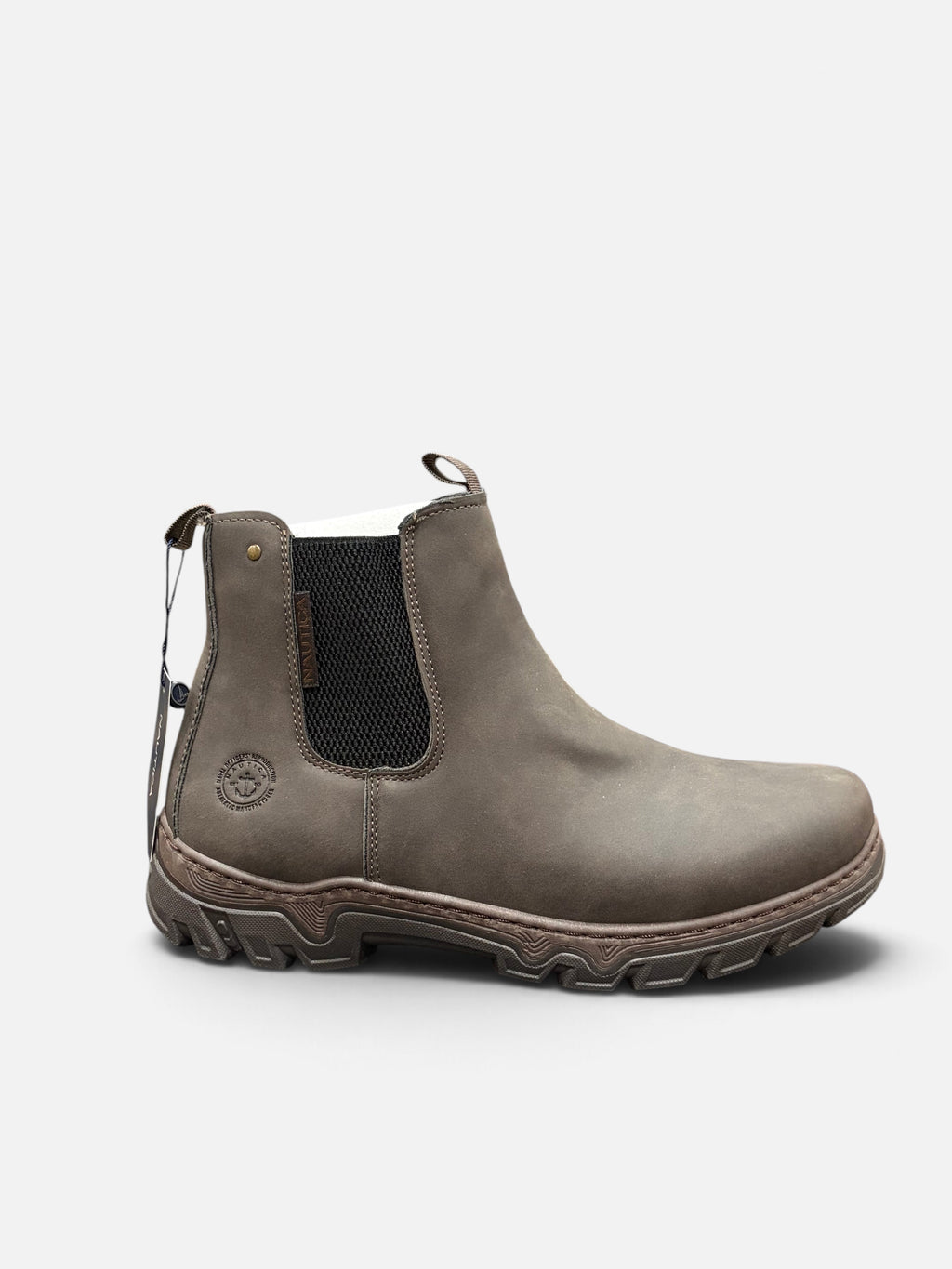 Scarponcini da uomo Nautica State Crazy in pelle marrone con inserti elastici laterali, venduti da Alex Calzature