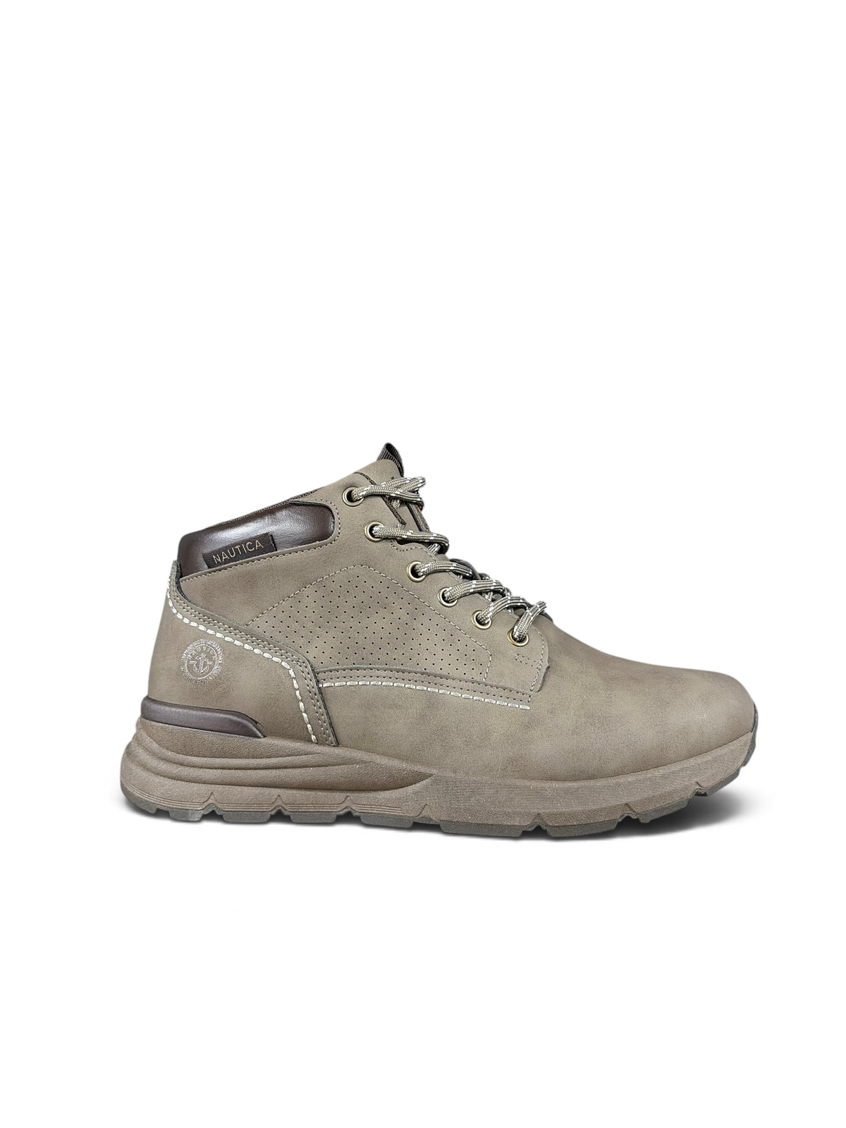 Alex Calzature Nautica Xavier NBK grey nubuck leather mid-top sneakers with perforated side panels and hiking laces