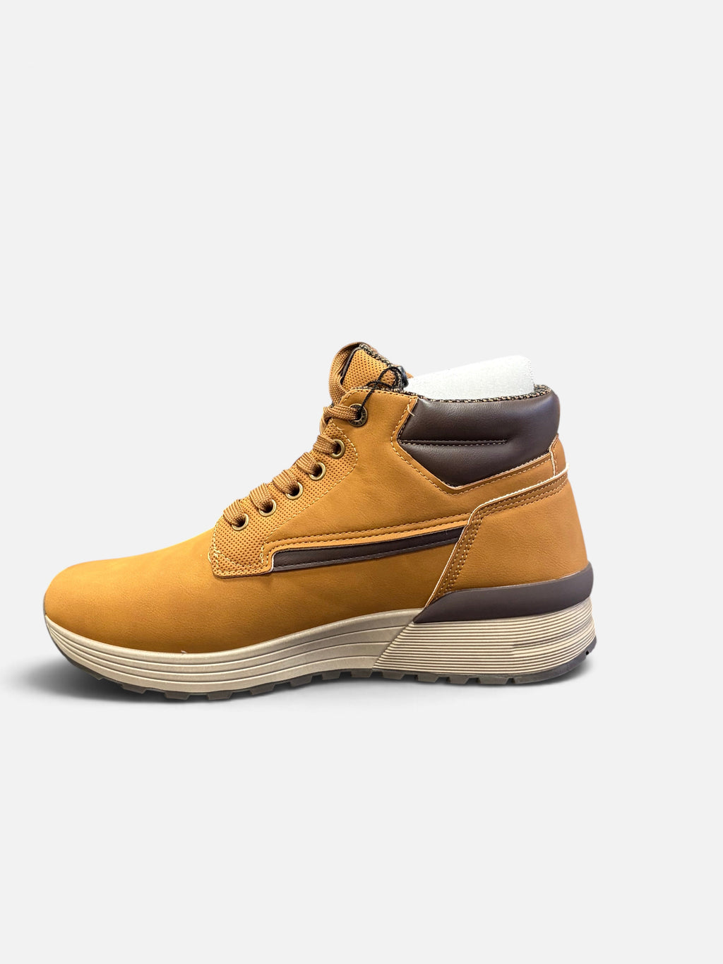 Scarponcini da uomo Enrico Coveri Brave color cuoio con dettagli marroni e suola sportiva, venduti da Alex Calzature