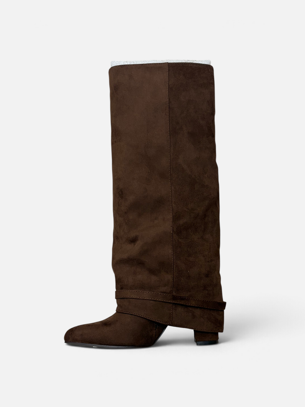 Stivale alto da donna Alex Calzature Laura Biagiotti in camoscio marrone con gambale morbido e tacco basso