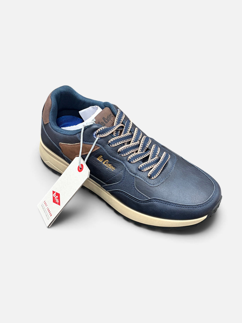 Sneakers da uomo Alex Calzature Lee Cooper Liverpool in blu scuro con dettagli marroni e lacci bicolore