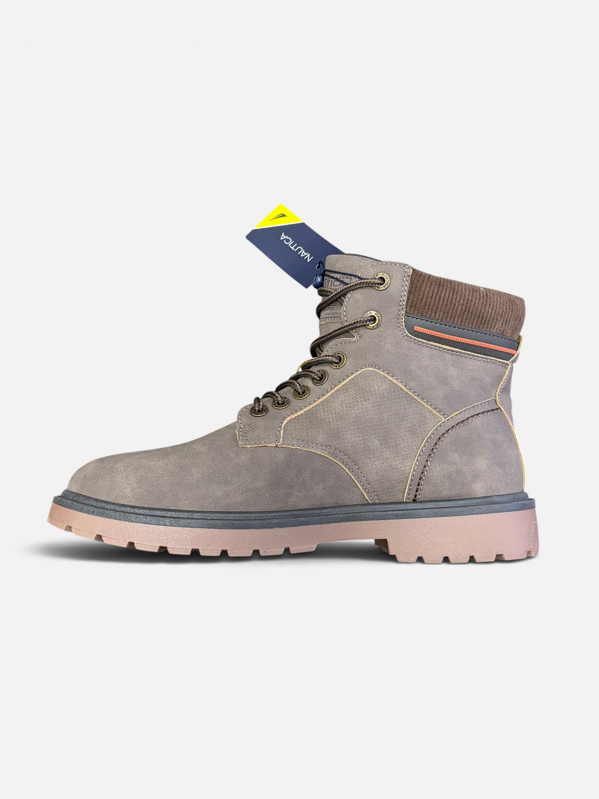 Scarponcini da uomo Alex Calzature Nautica Indiana NBK in nabuk grigio con colletto imbottito e suola carrarmato