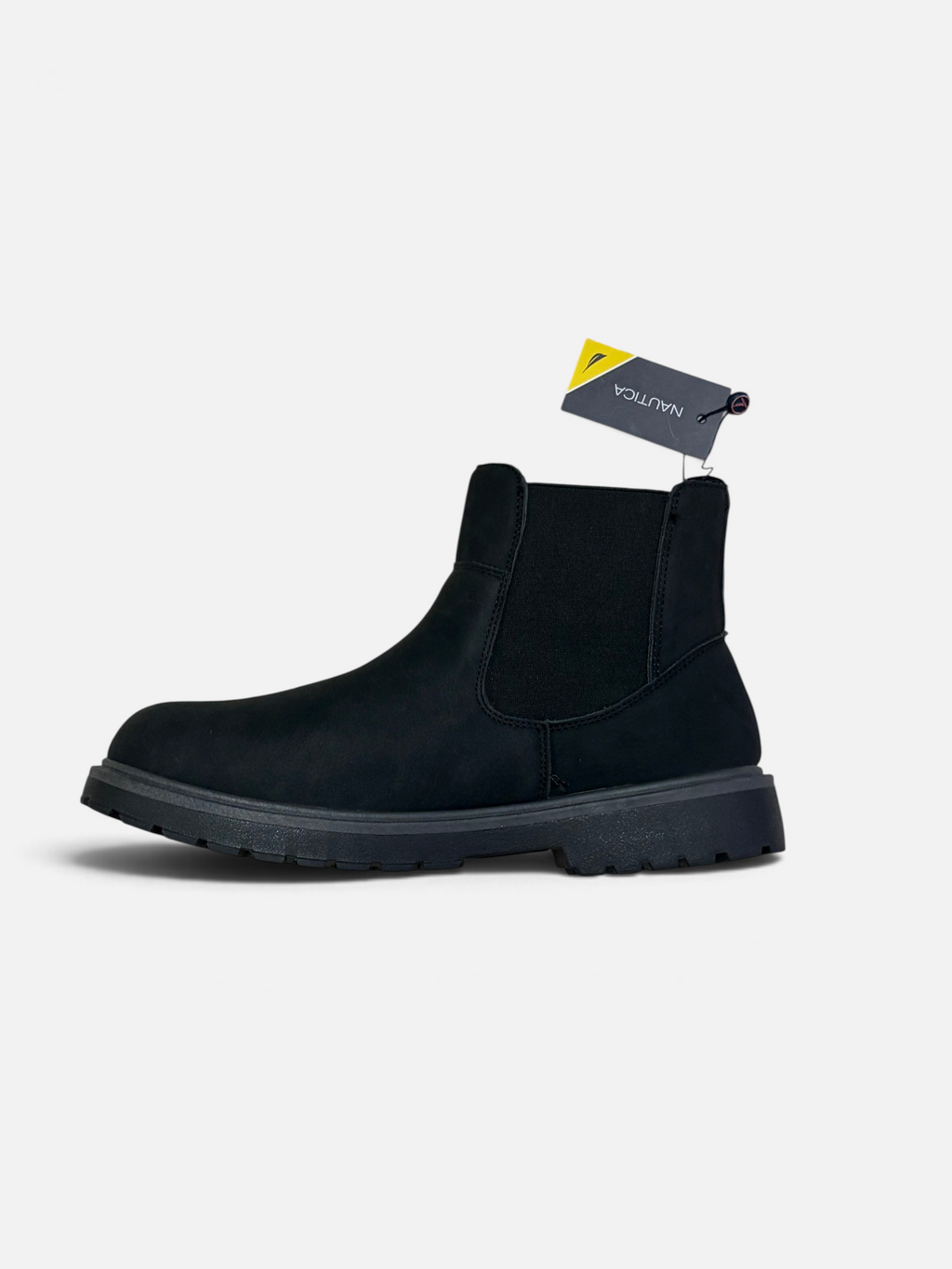 Scarponcini Chelsea da uomo Alex Calzature Nautica Oregon Crazy in nabuk nero con suola carrarmato
