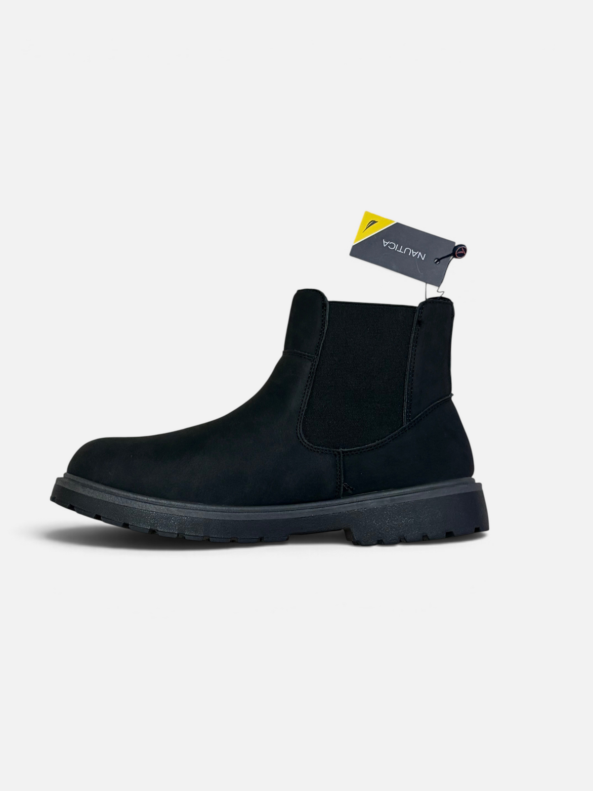 Scarponcini Chelsea da uomo Alex Calzature Nautica Oregon Crazy in nabuk nero con suola carrarmato