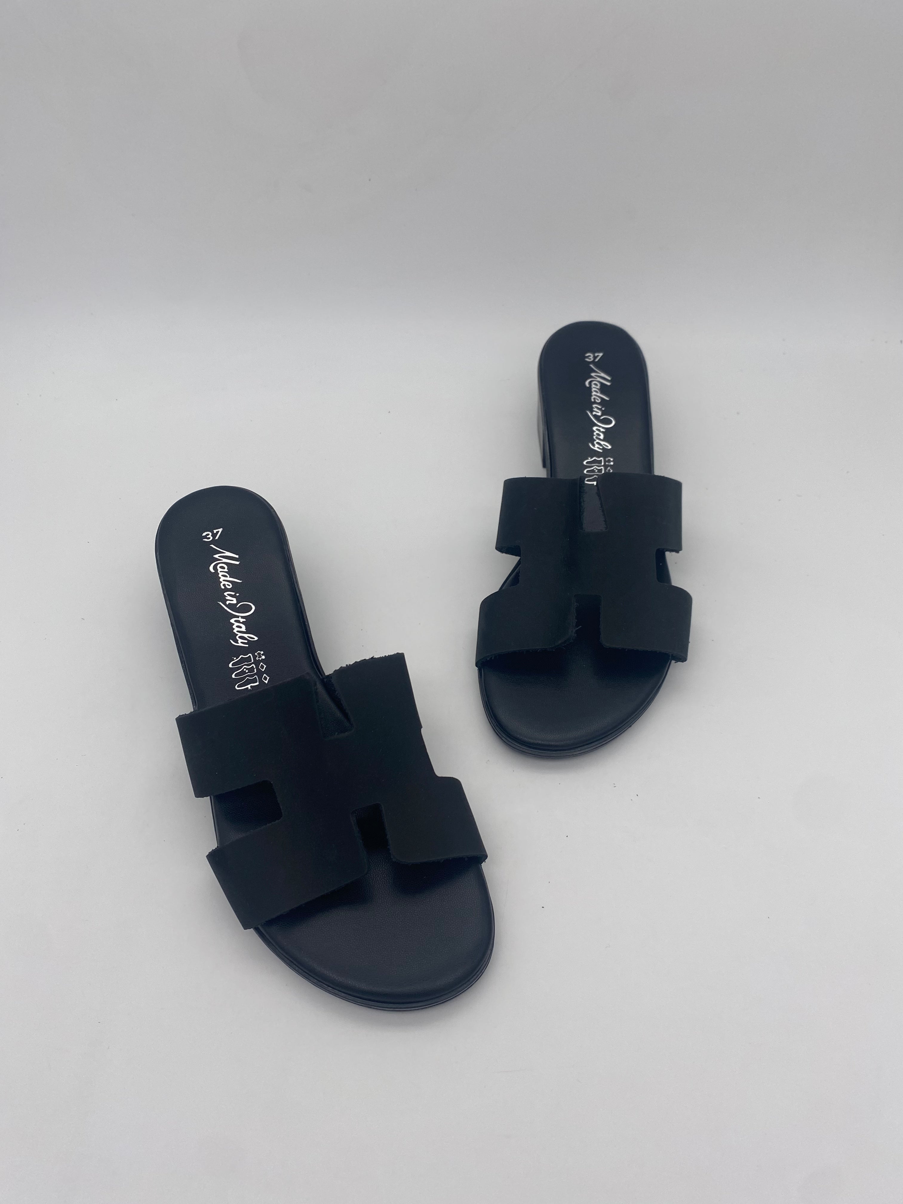 Made in Italy - Ciabatte con Tacco Vell/Nero - Donna