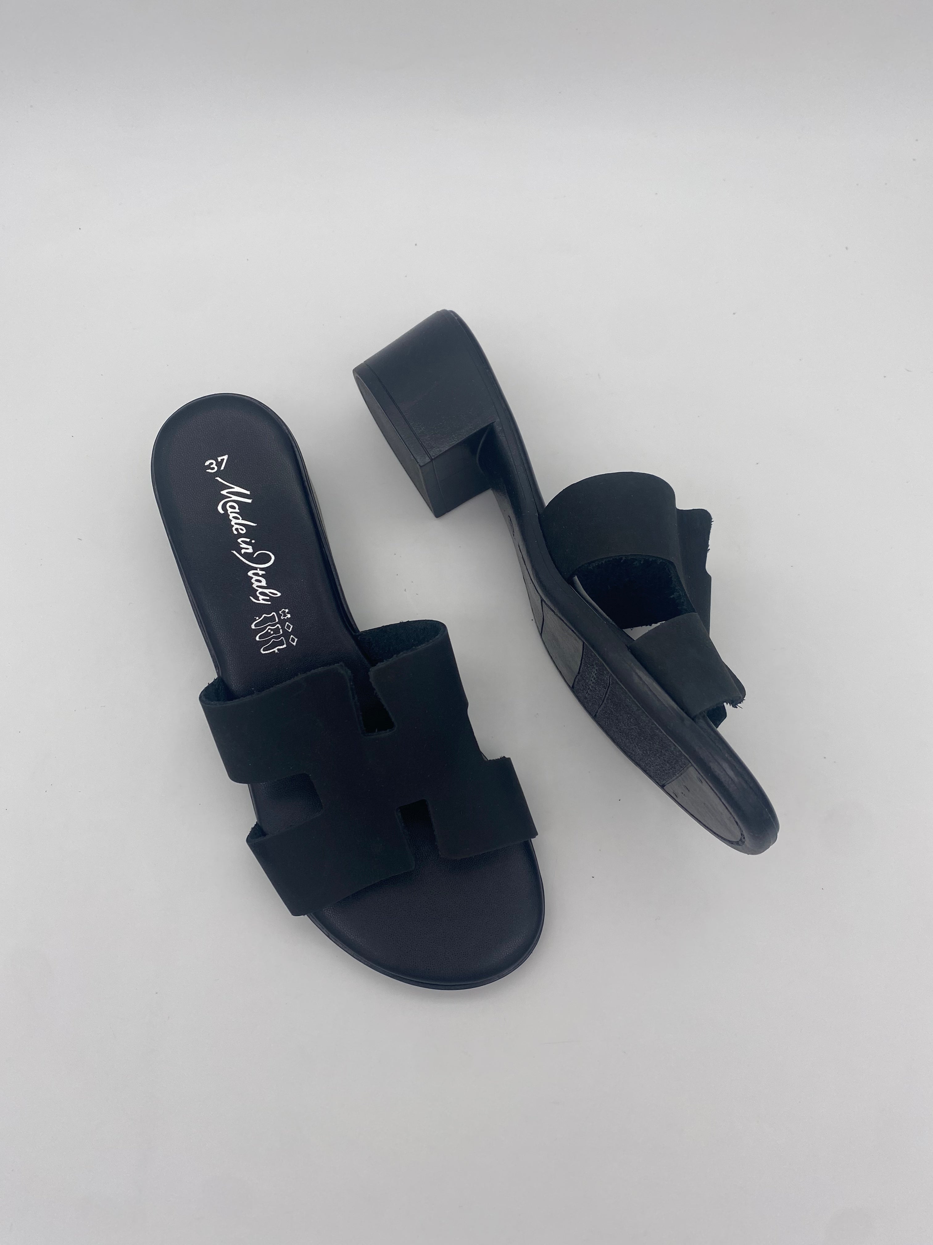 Made in Italy - Ciabatte con Tacco Vell/Nero - Donna