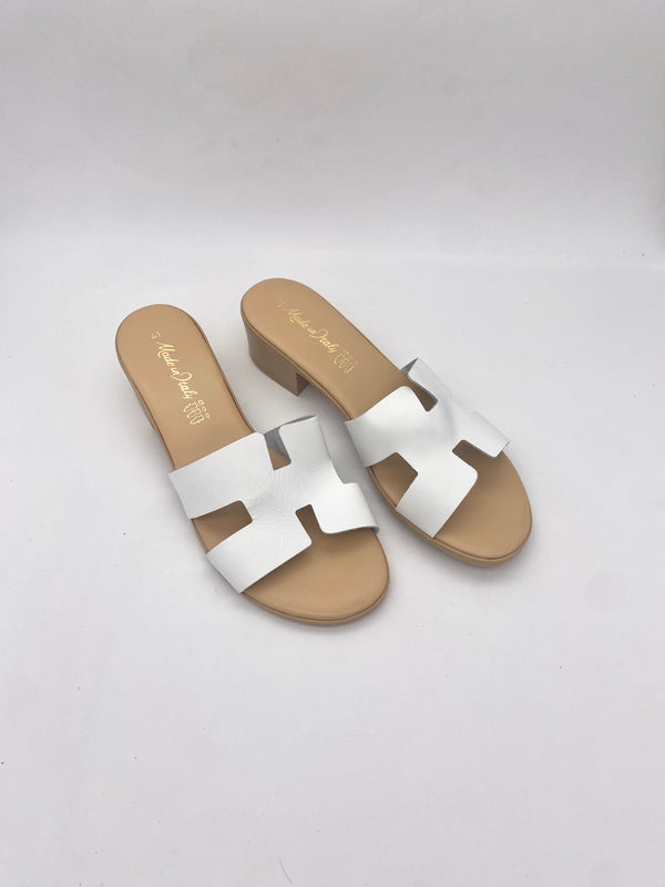 Made in Italy - Ciabatte con Tacco Bianco - Donna