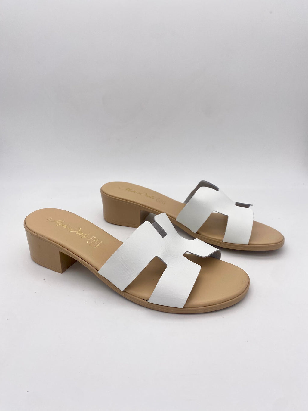 Made in Italy - Ciabatte con Tacco Bianco - Donna
