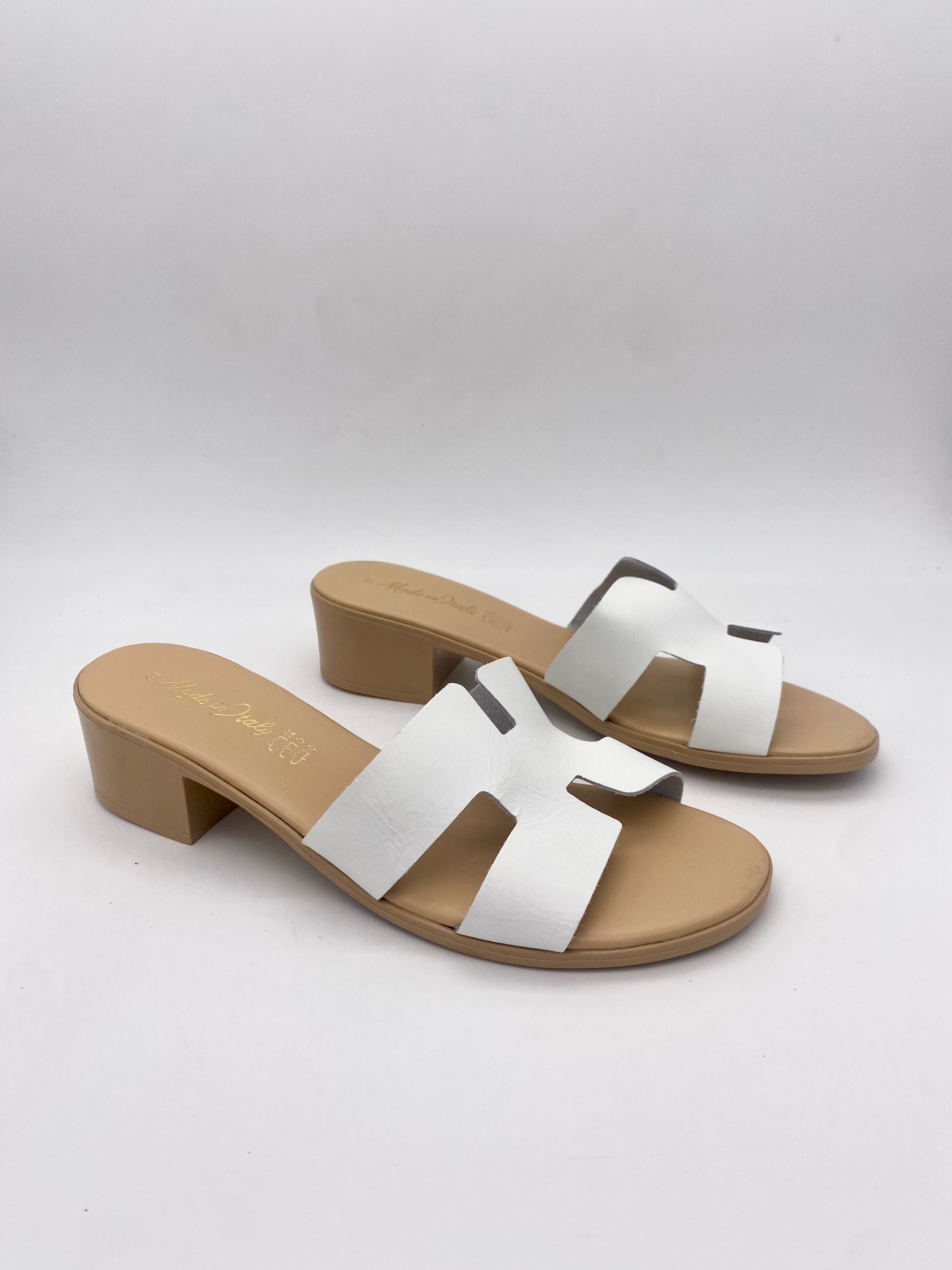 Made in Italy - Ciabatte con Tacco Bianco - Donna