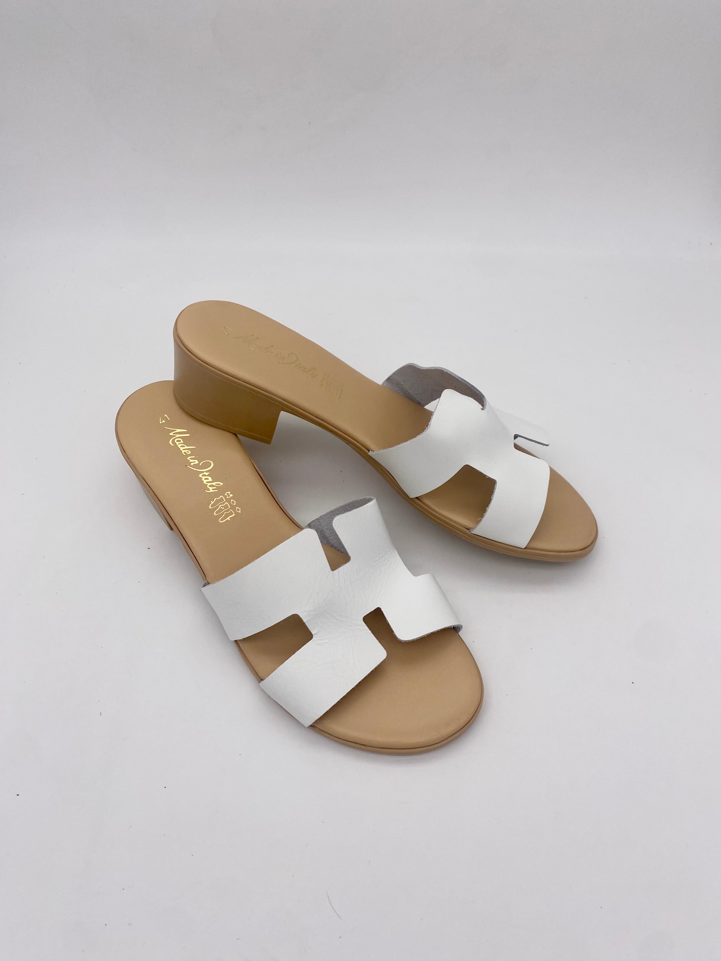 Made in Italy - Ciabatte con Tacco Bianco - Donna