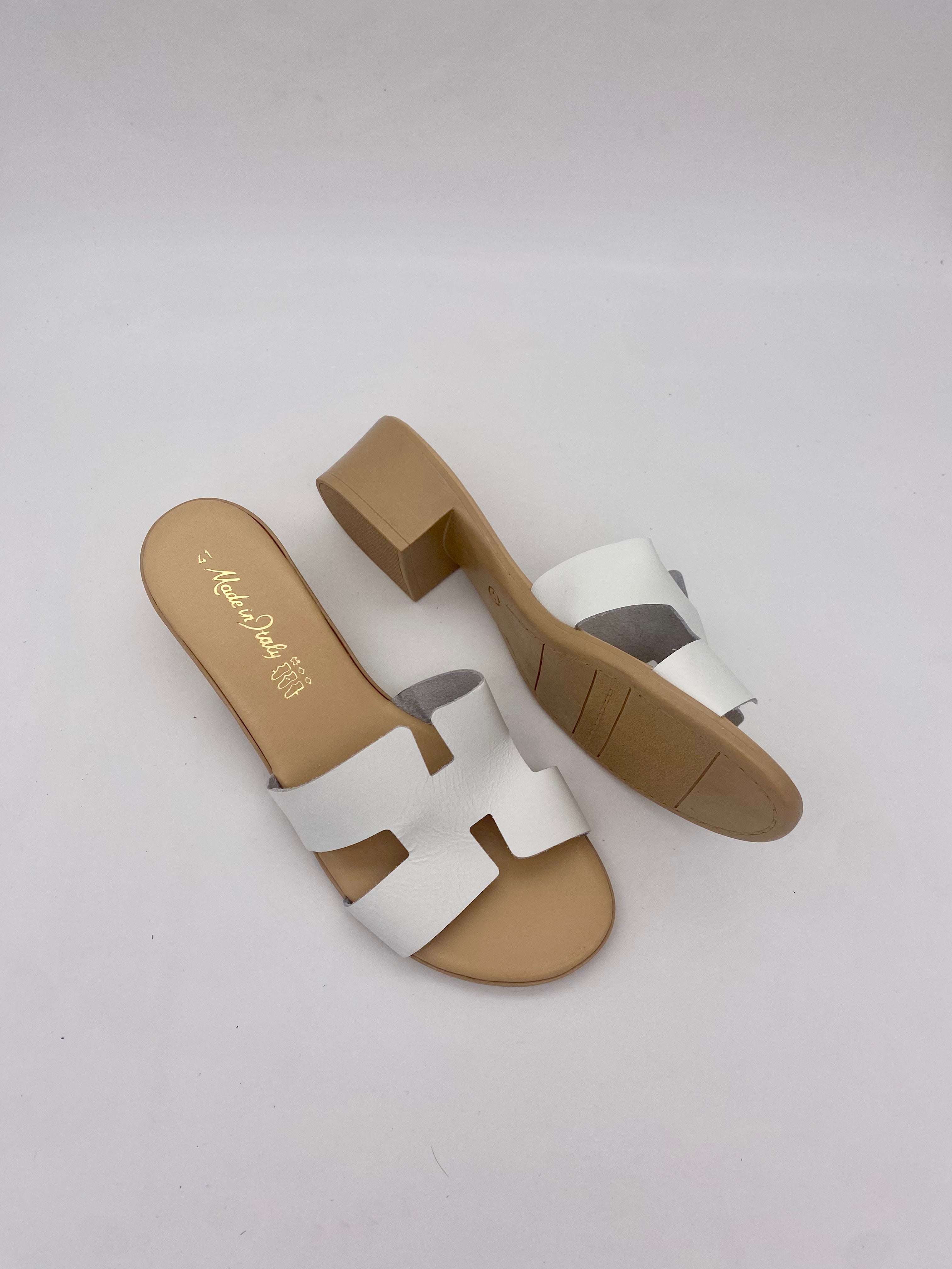 Made in Italy - Ciabatte con Tacco Bianco - Donna
