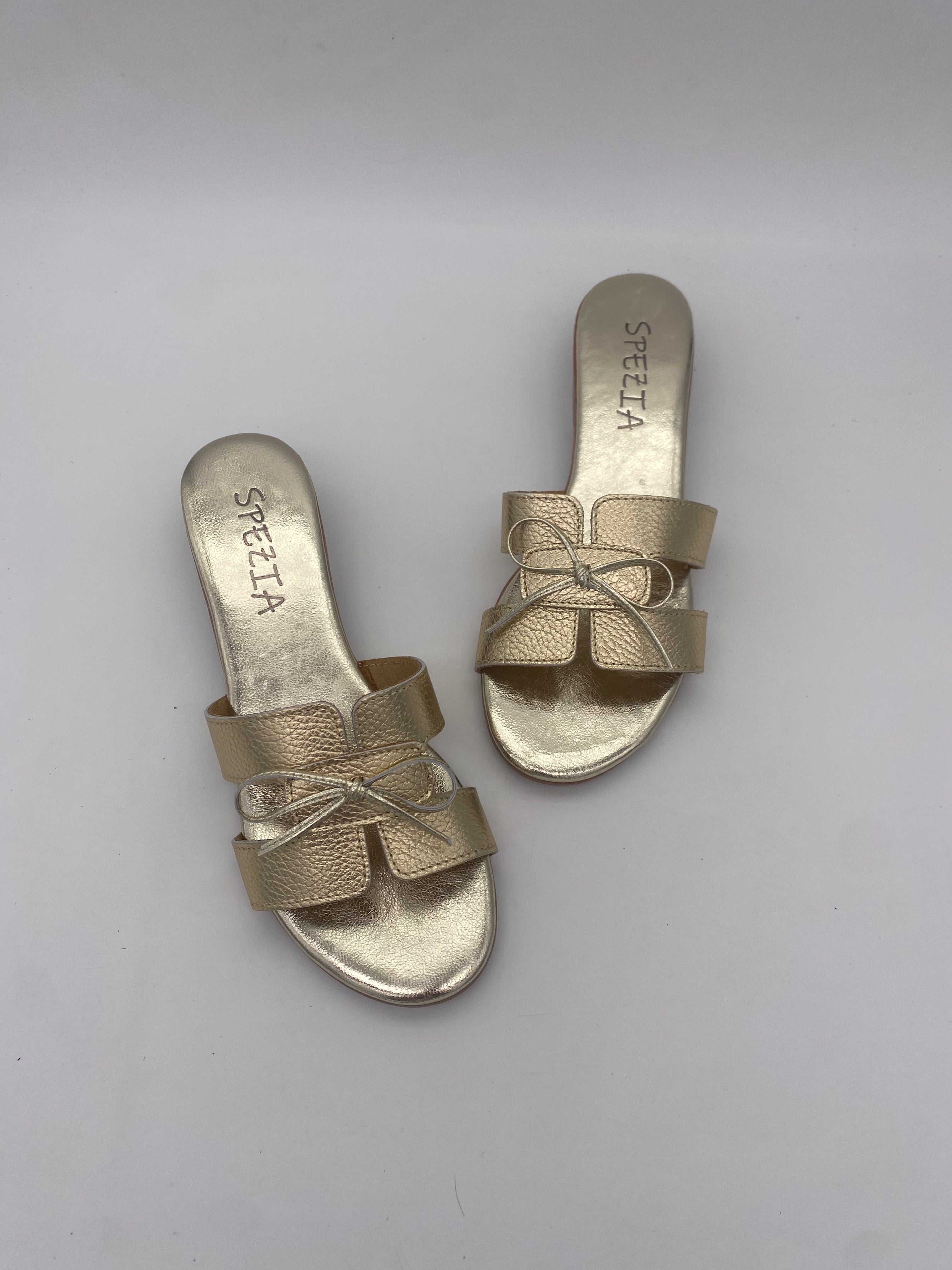 Made in Italy - Ciabatte con Tacco/Fiocco LAM/ORO - Donna