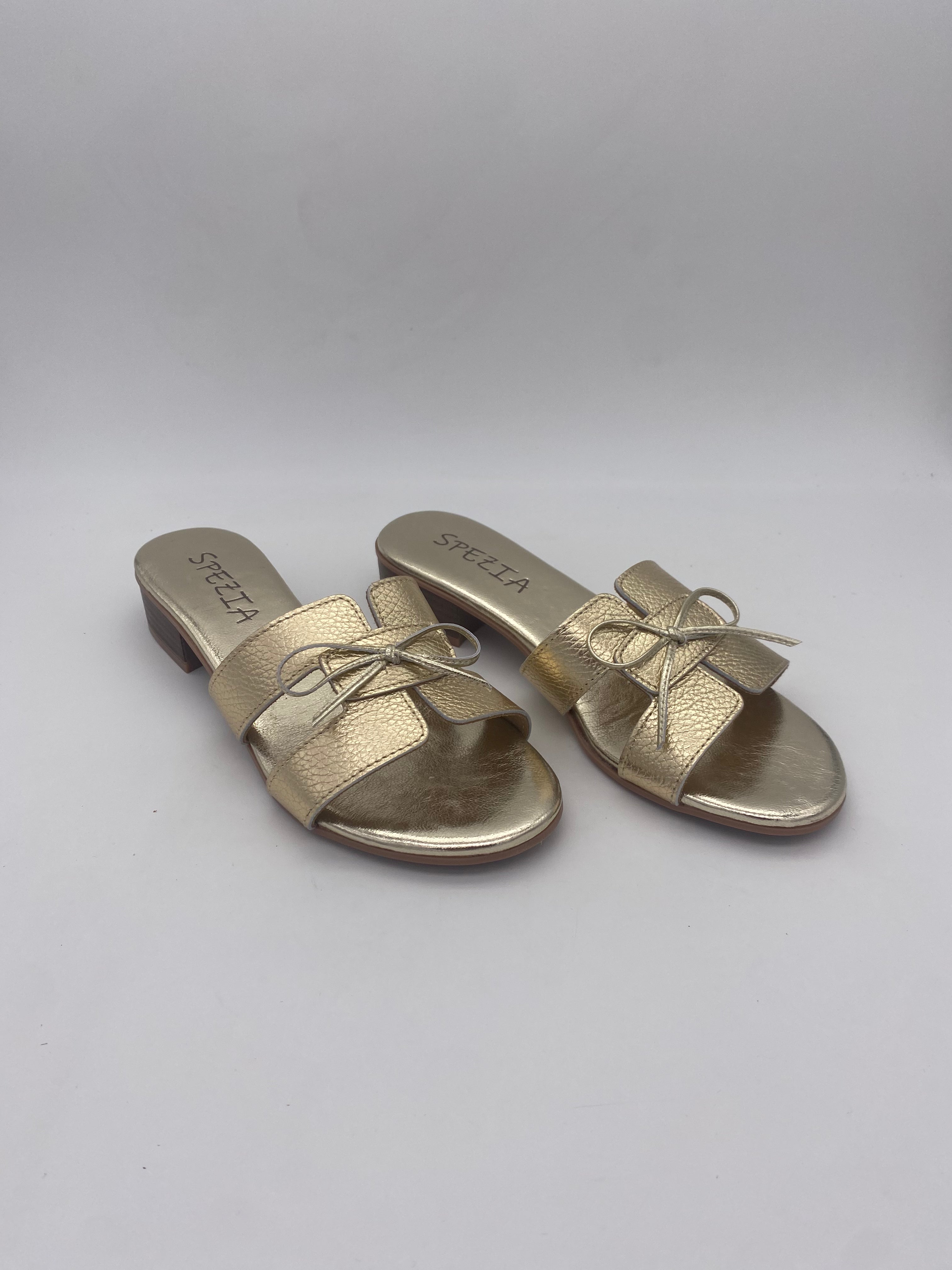 Made in Italy - Ciabatte con Tacco/Fiocco LAM/ORO - Donna