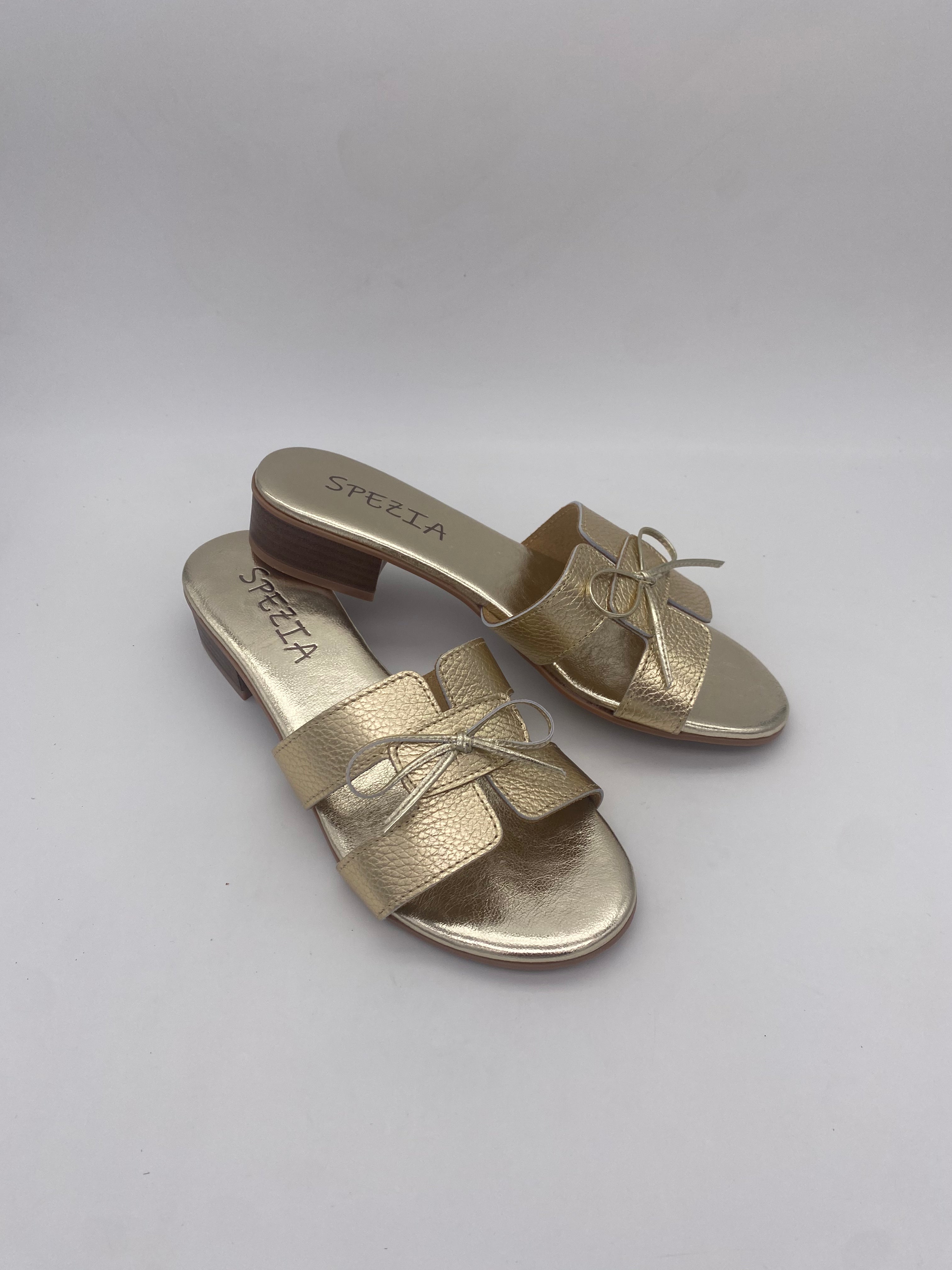 Made in Italy - Ciabatte con Tacco/Fiocco LAM/ORO - Donna