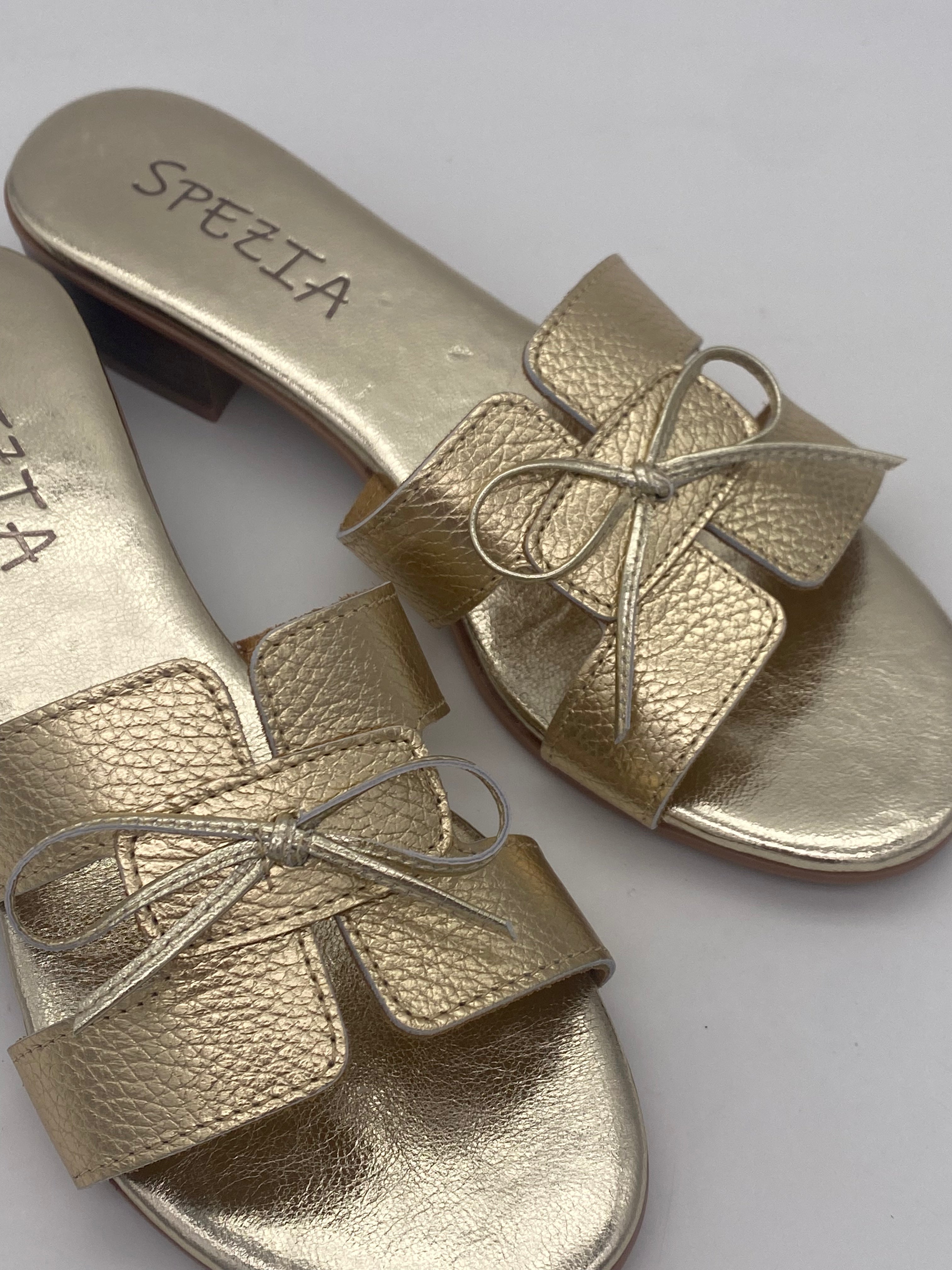 Made in Italy - Ciabatte con Tacco/Fiocco LAM/ORO - Donna