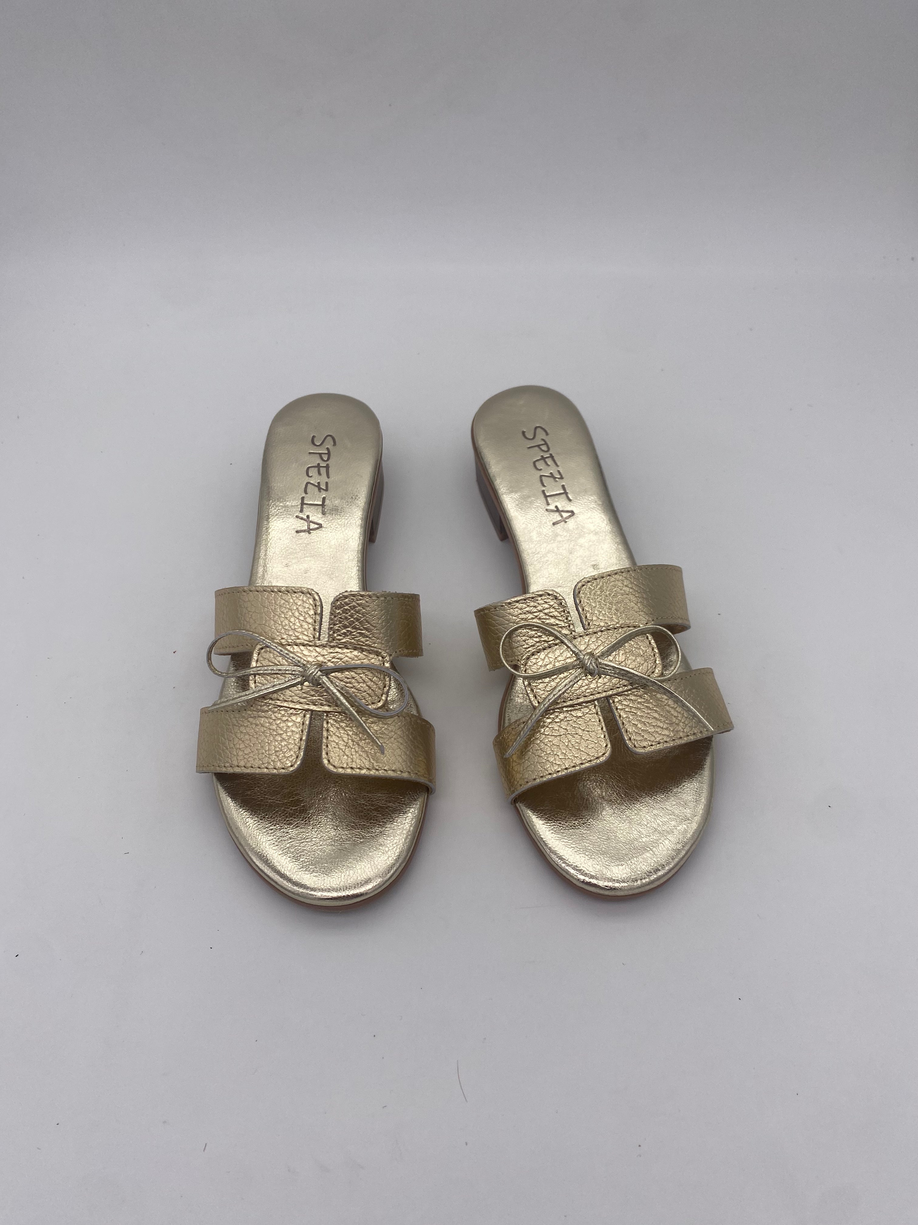 Made in Italy - Ciabatte con Tacco/Fiocco LAM/ORO - Donna