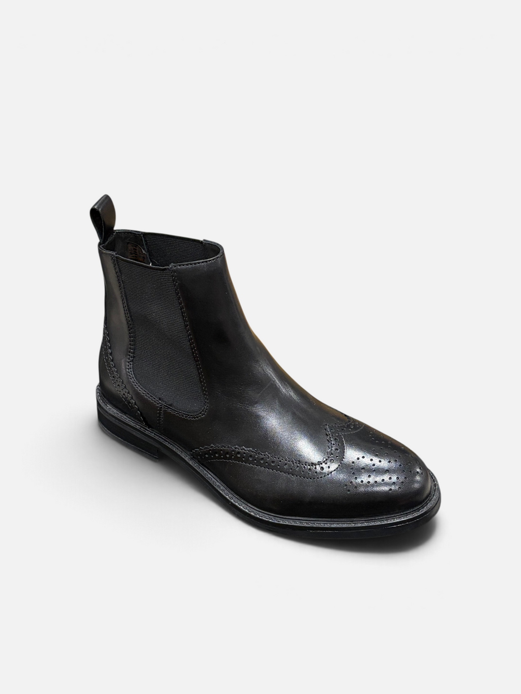 Stivaletto Chelsea da uomo Enrico Coveri Proton in pelle nera con dettagli brogue, disponibile da Alex Calzature