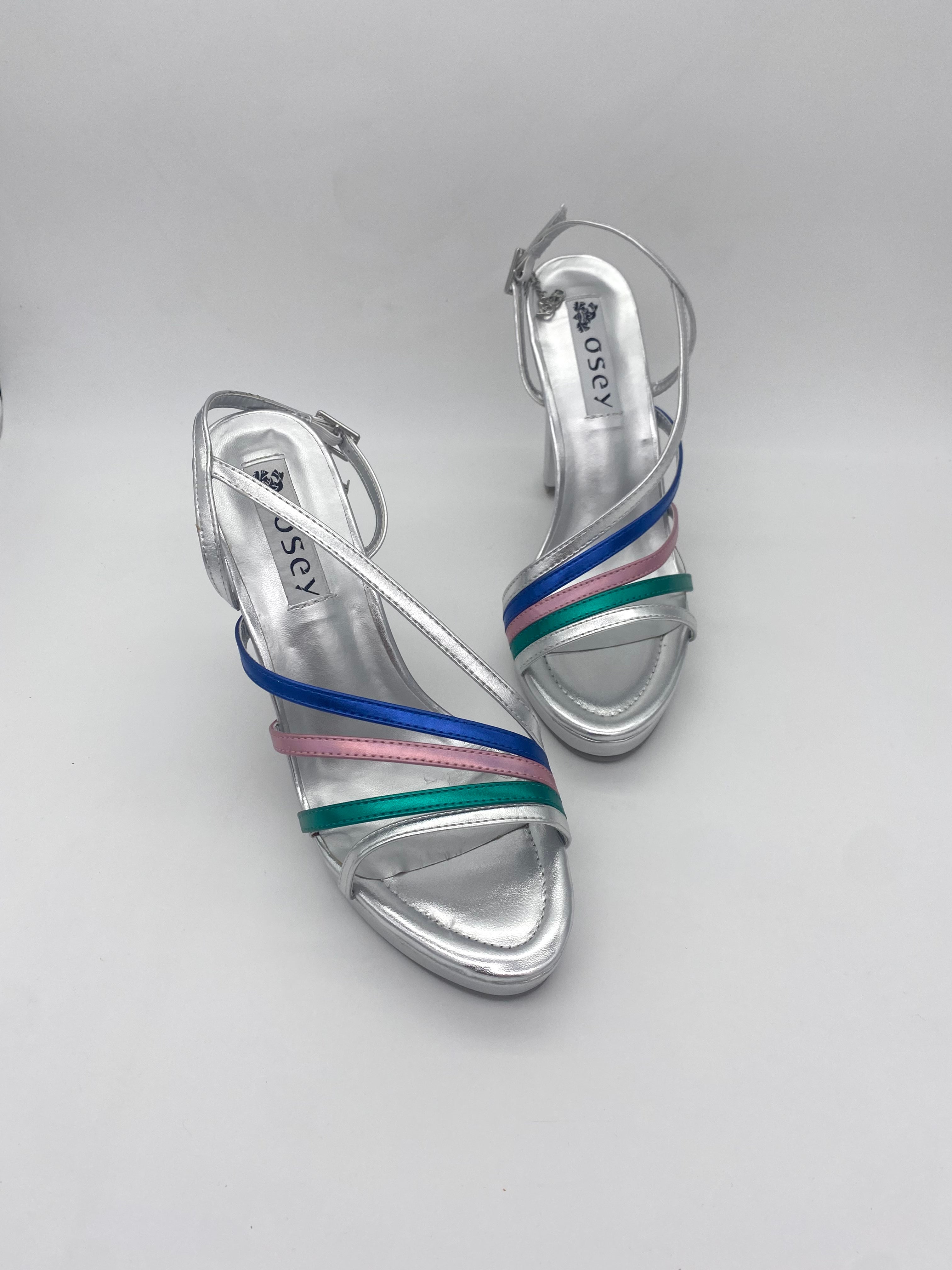 Osey - Sandalo Laminato Argento/Multicolor