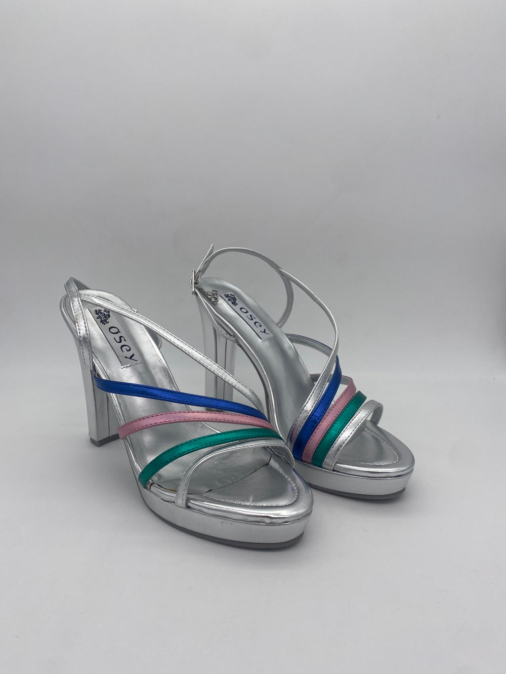 Osey - Sandalo Laminato Argento/Multicolor