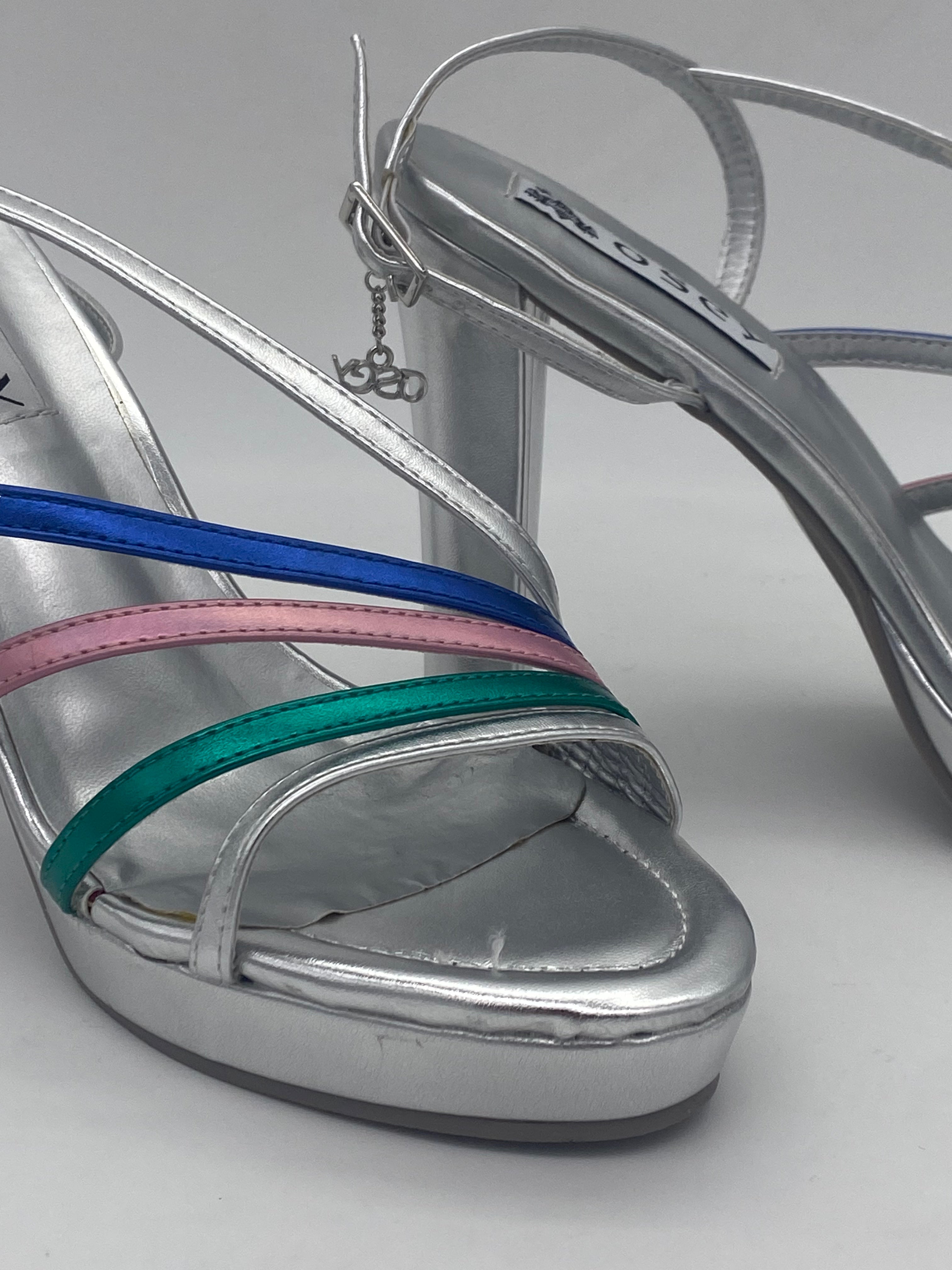 Osey - Sandalo Laminato Argento/Multicolor