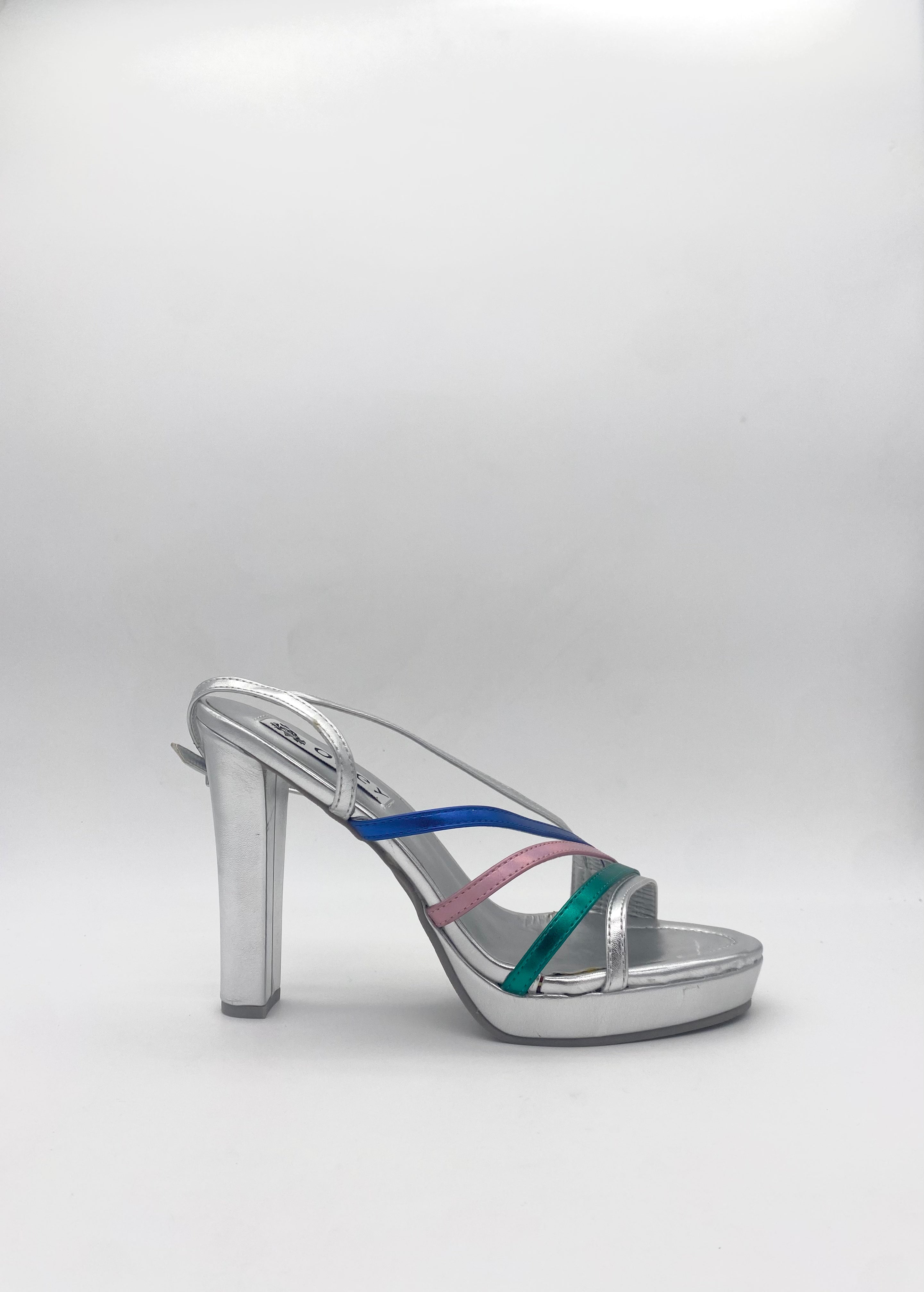 Osey - Sandalo Laminato Argento/Multicolor