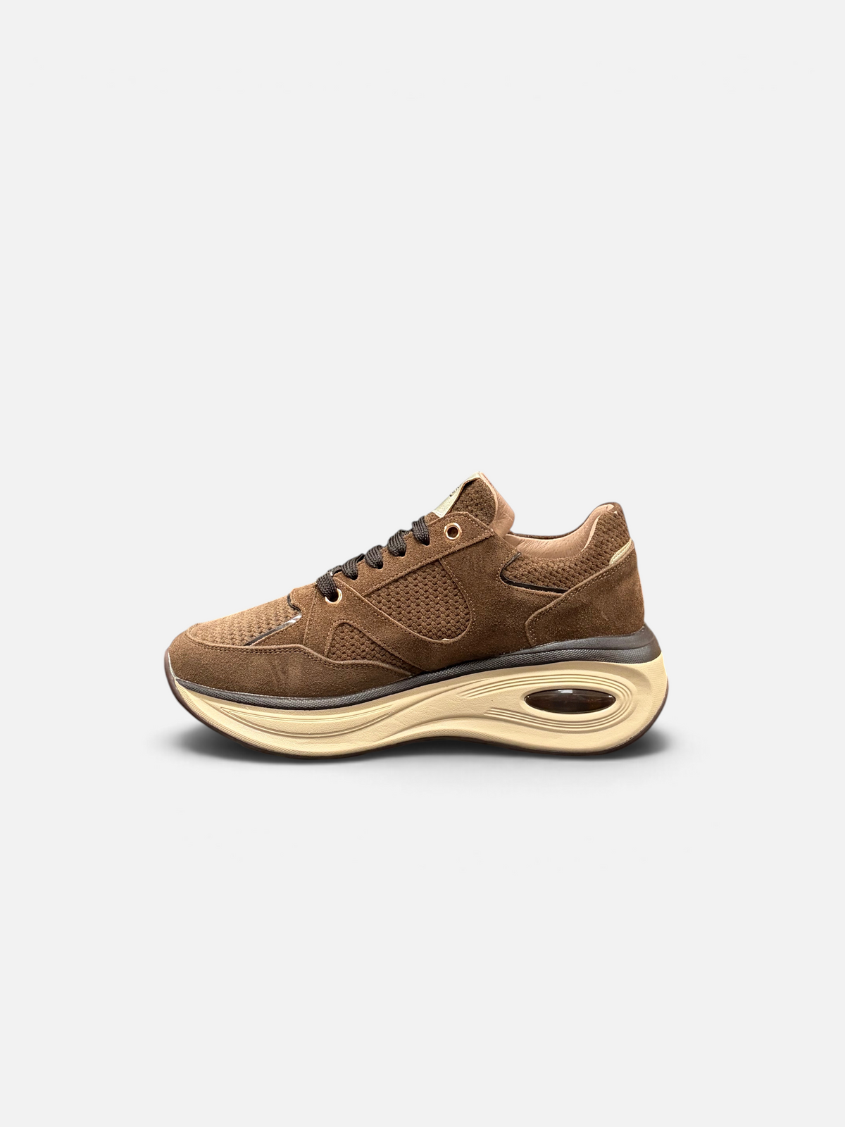 Sneakers da donna KEYS color cioccolato in camoscio e tessuto con suola platform ammortizzata Alex Calzature