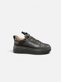 Sneakers Alex Calzature KEYS da donna in pelle nera con suola platform, zip laterale e dettagli decorativi sul tallone