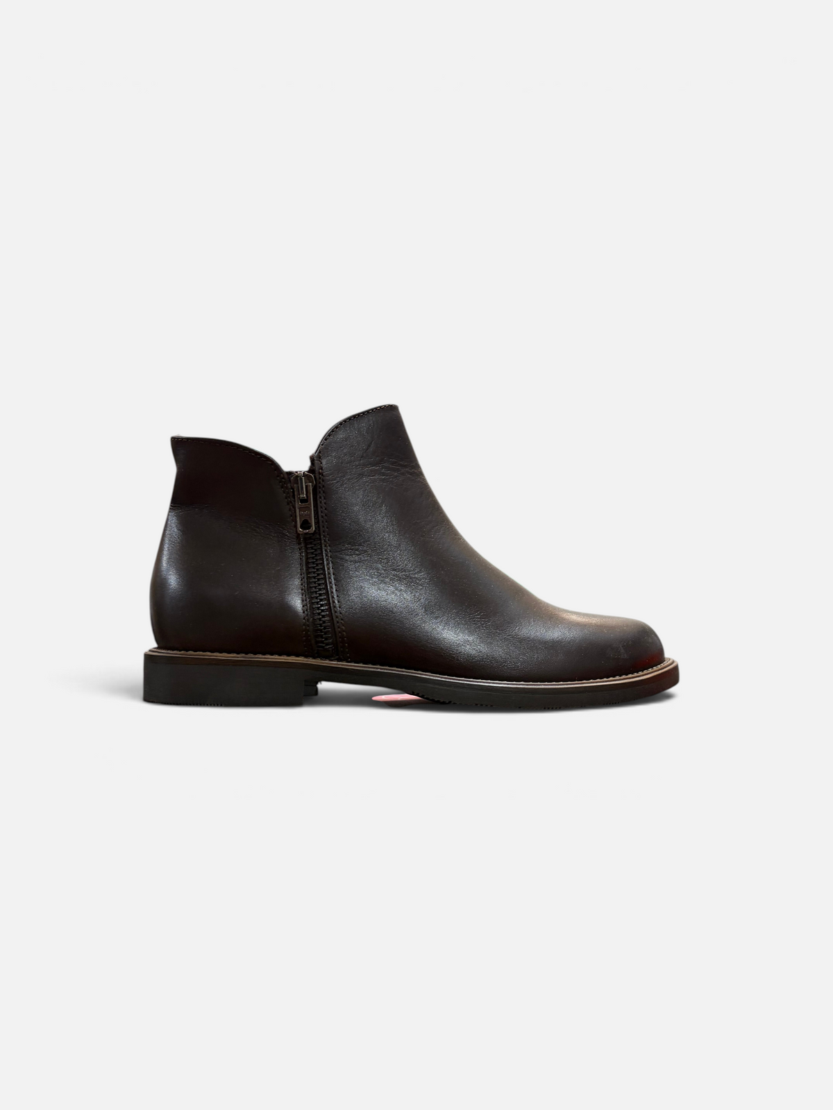 Stivaletto donna Alex Calzature Easy'n Rose in pelle marrone scuro con chiusura a zip laterale e suola bassa