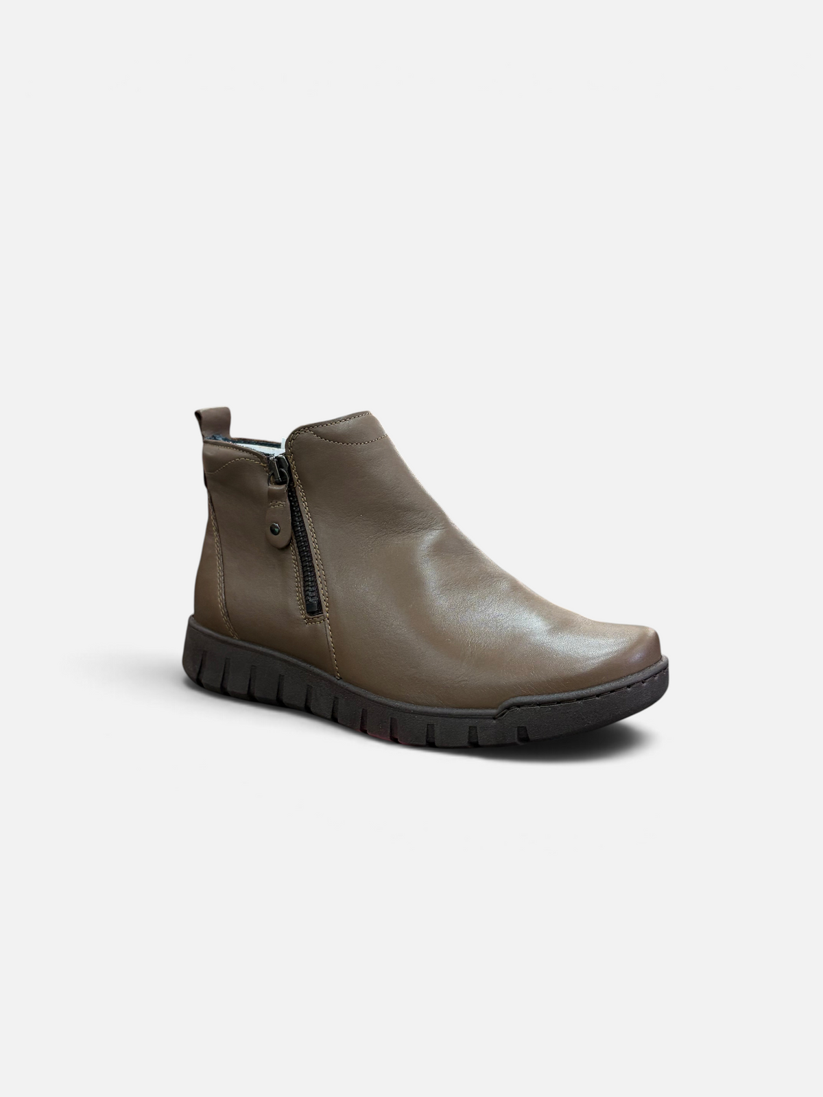 Stivaletto donna Easy'n Rose color tortora in pelle con zip laterale, collezione Alex Calzature