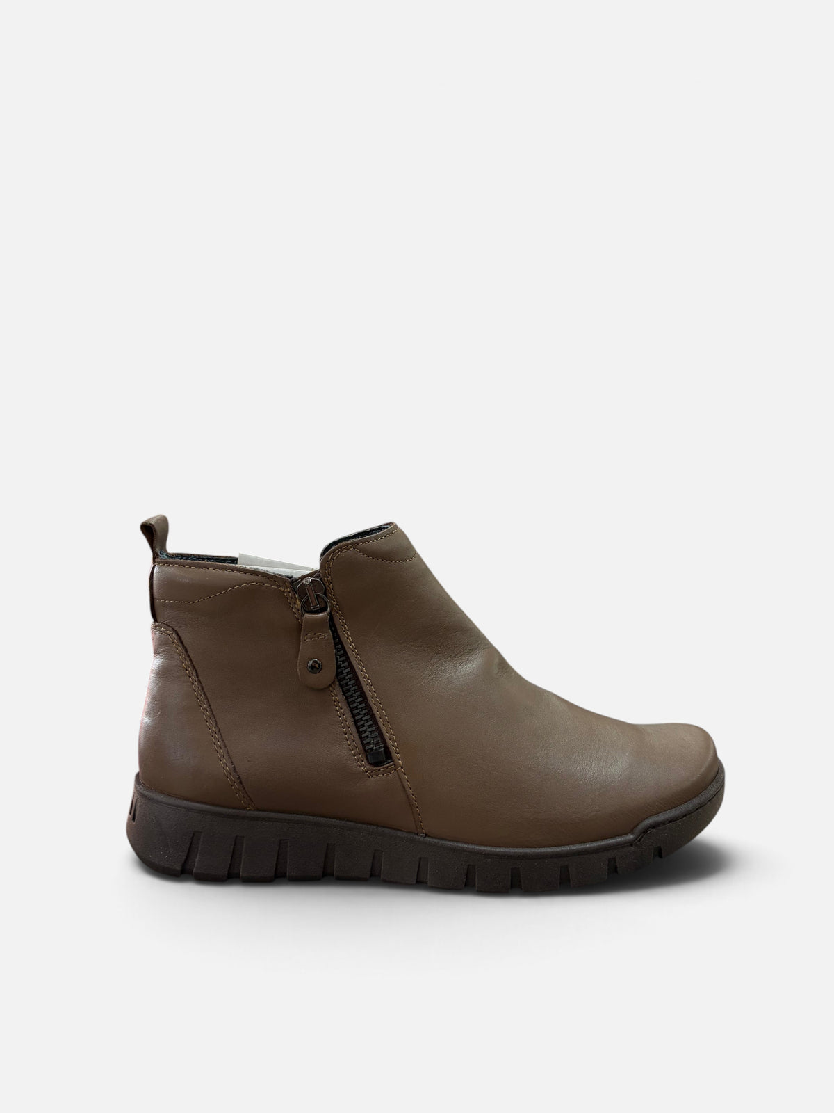 Stivaletto donna Alex Calzature Easy'n Rose in pelle marrone con chiusura a zip laterale e suola carrarmato