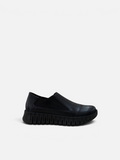 Scarpa slip-on Alex Calzature Easy'n Rose in pelle nera con suola platform dentellata
