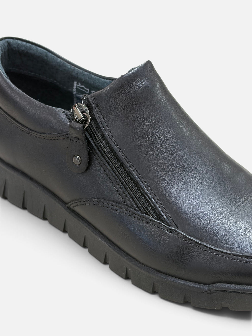 Scarpa slip-on Easy'n Rose da donna in pelle nera con chiusura a zip laterale, collezione Alex Calzature