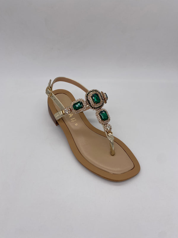 SPEZIAL - Sandalo Laminato Platino/Verde art.7383 - Donna