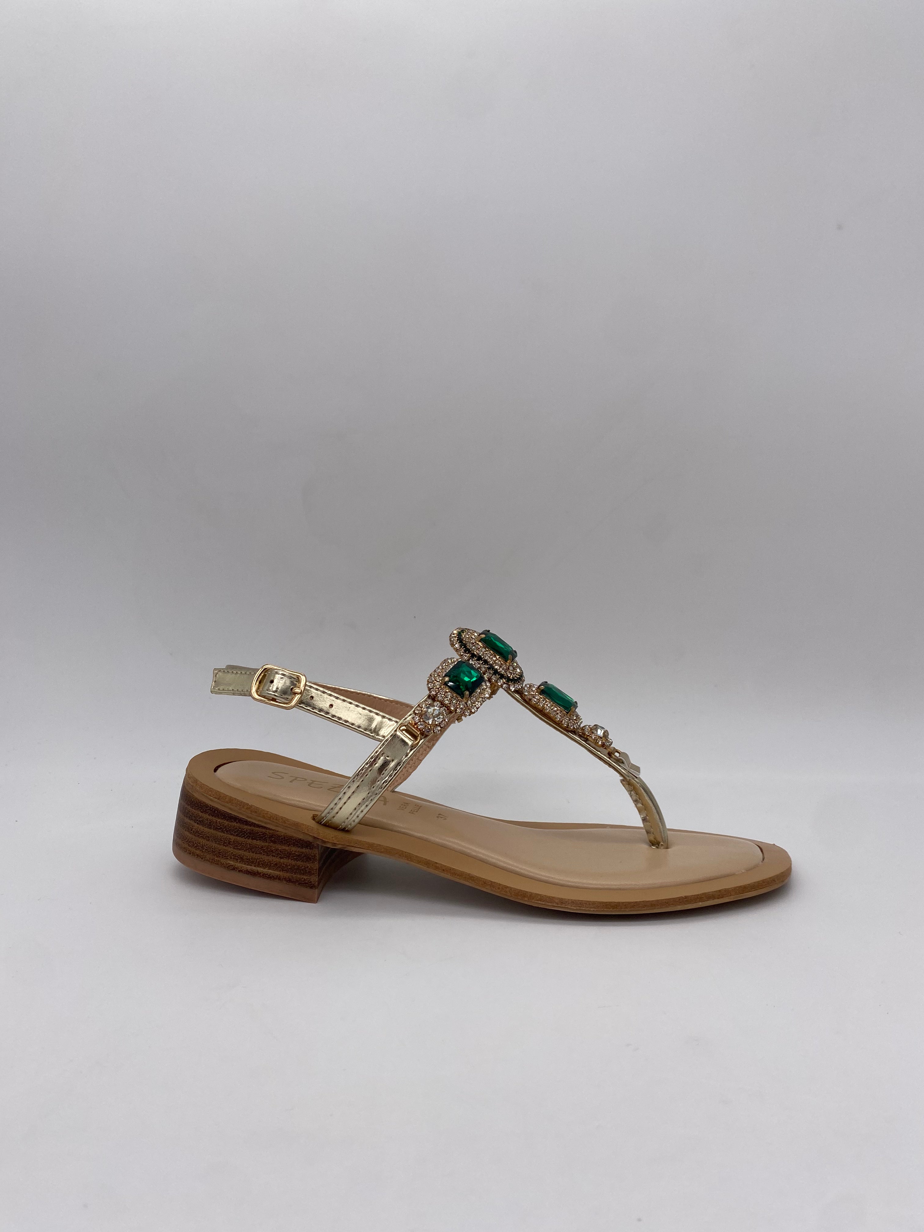 SPEZIAL - Sandalo Laminato Platino/Verde art.7383 - Donna