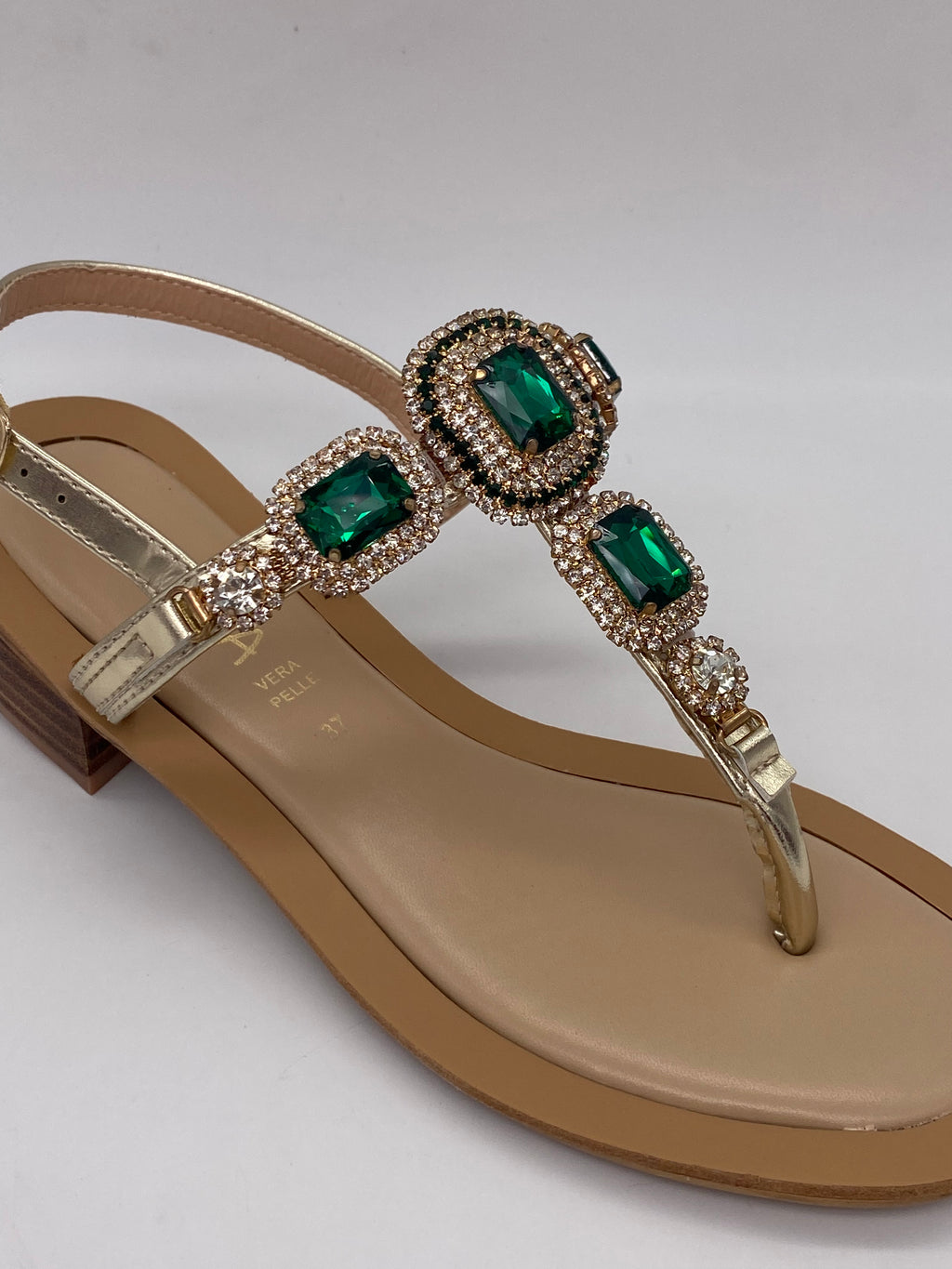 SPEZIAL - Sandalo Laminato Platino/Verde art.7383 - Donna