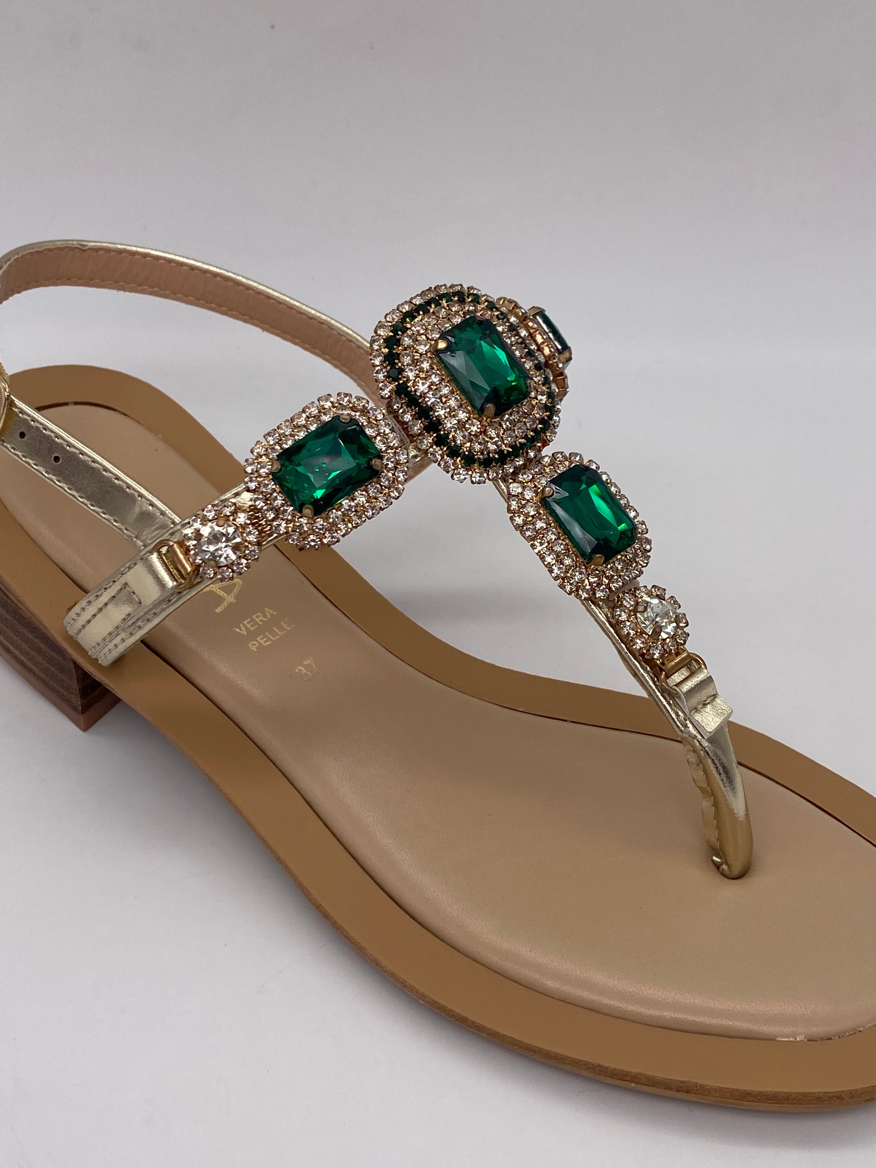 SPEZIAL - Sandalo Laminato Platino/Verde art.7383 - Donna