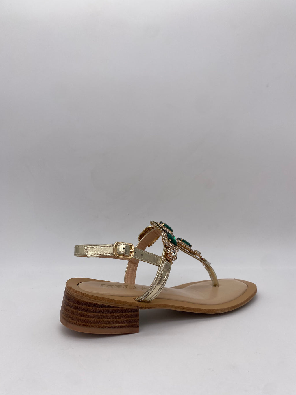 SPEZIAL - Sandalo Laminato Platino/Verde art.7383 - Donna