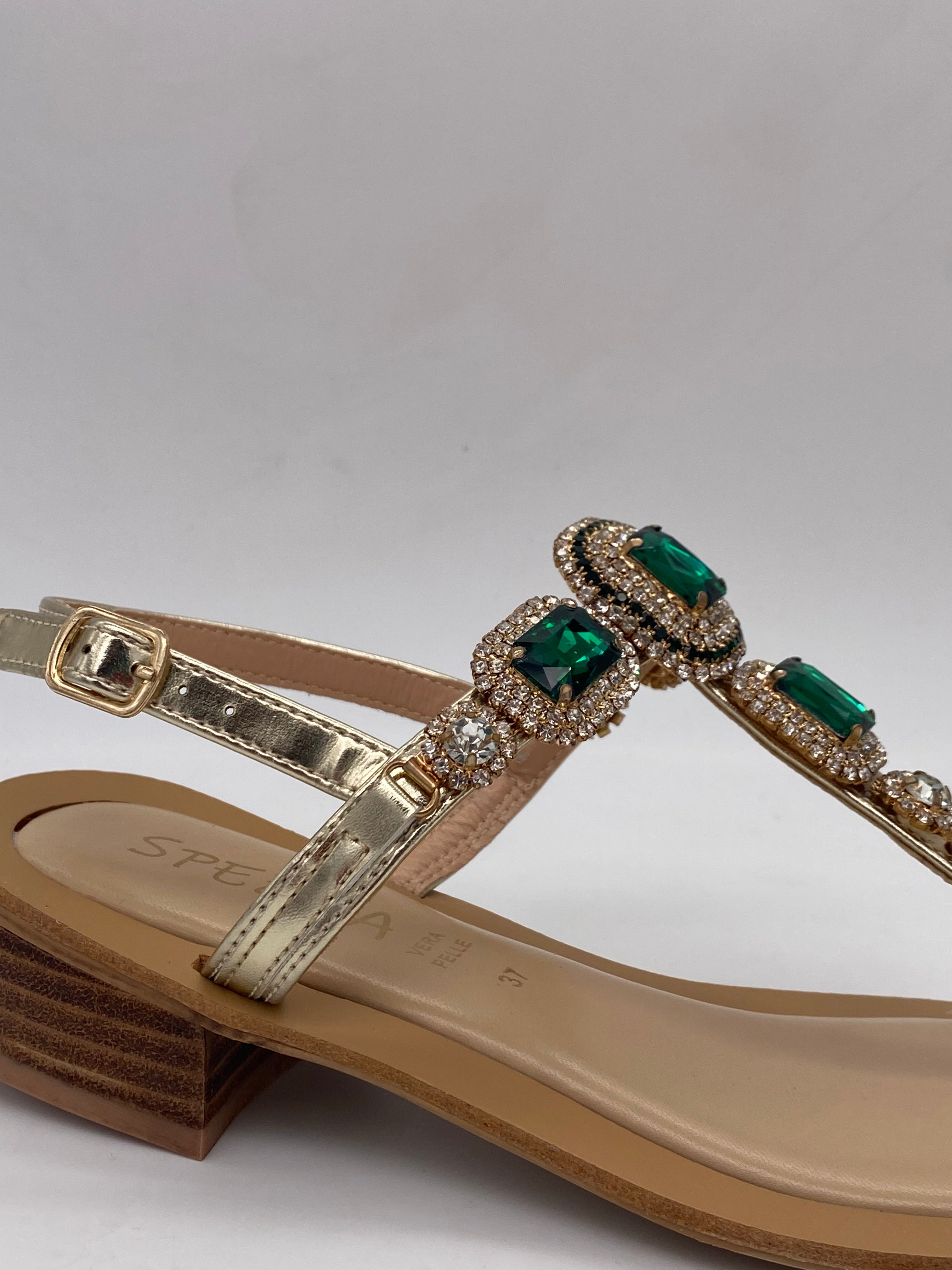 SPEZIAL - Sandalo Laminato Platino/Verde art.7383 - Donna