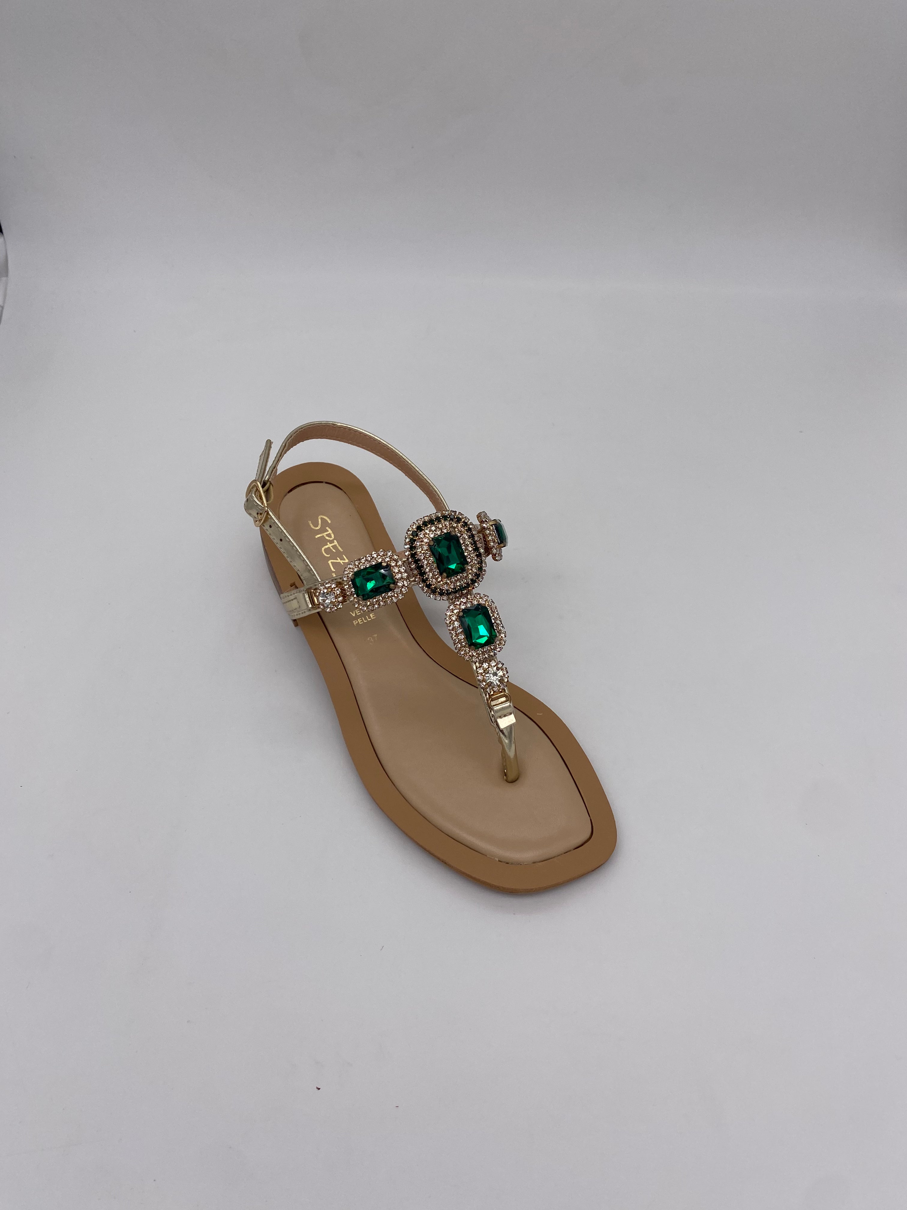 SPEZIAL - Sandalo Laminato Platino/Verde art.7383 - Donna