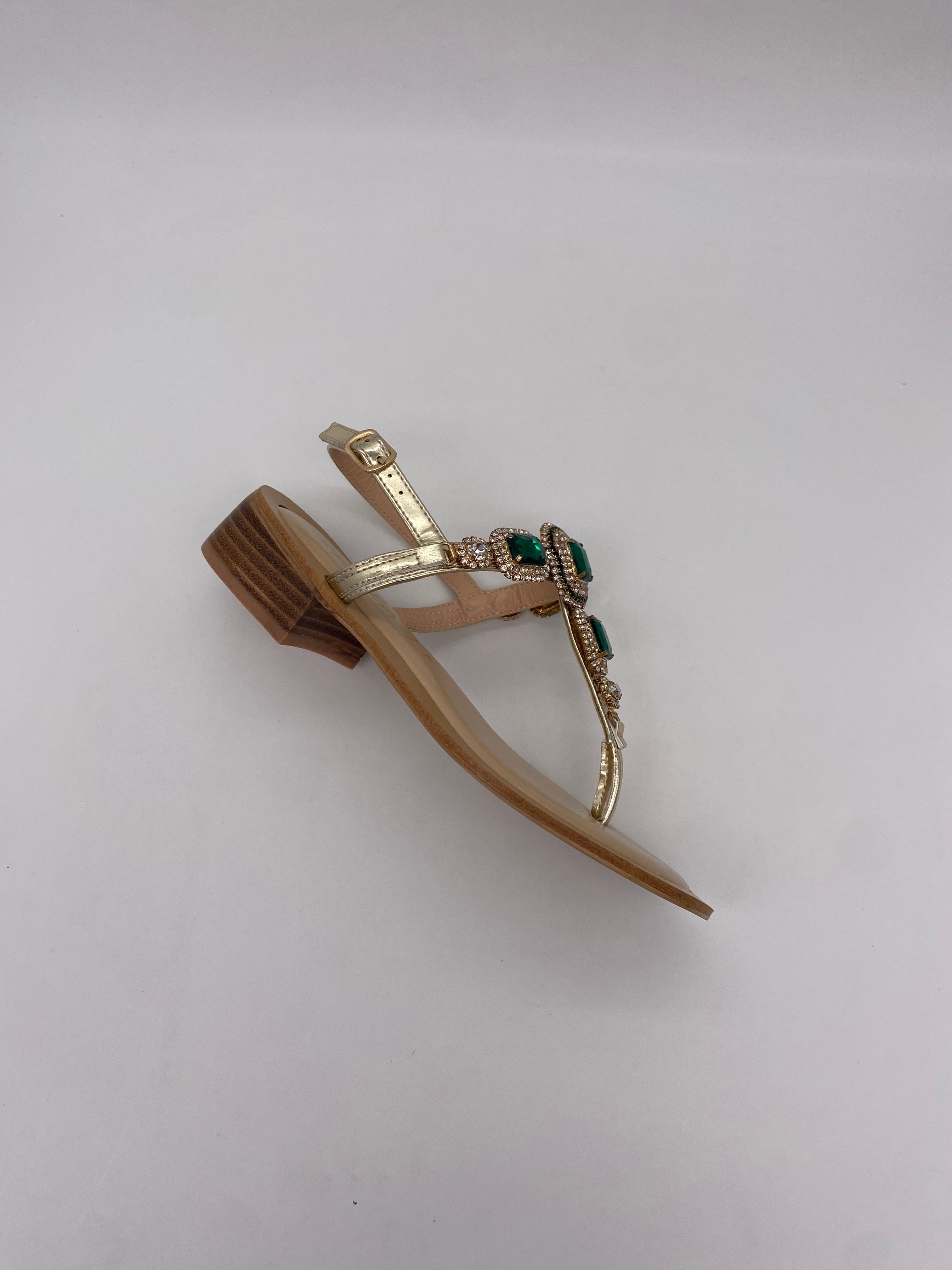 SPEZIAL - Sandalo Laminato Platino/Verde art.7383 - Donna
