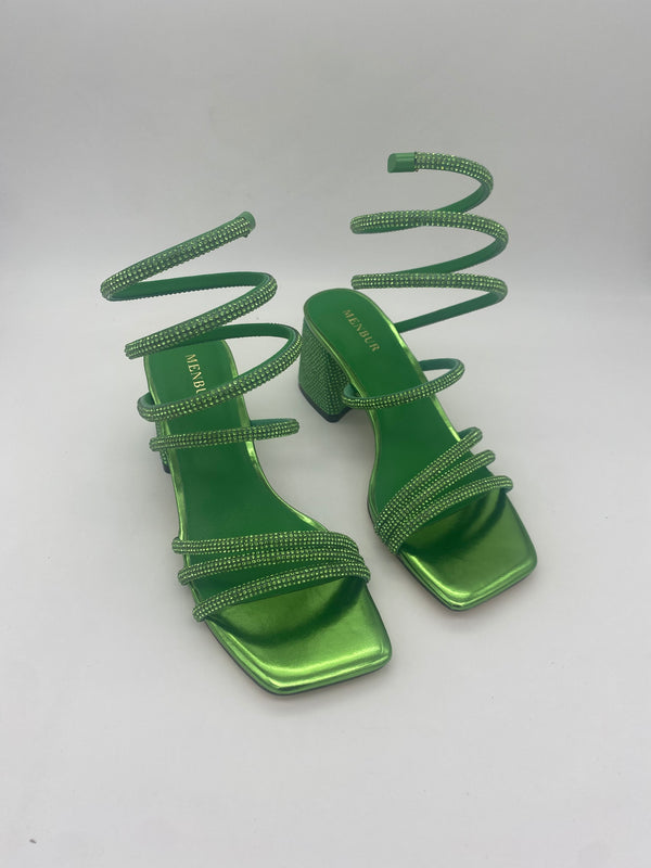 MENBUR - Sandalo con tacco basso Glitter Fluo - Donna