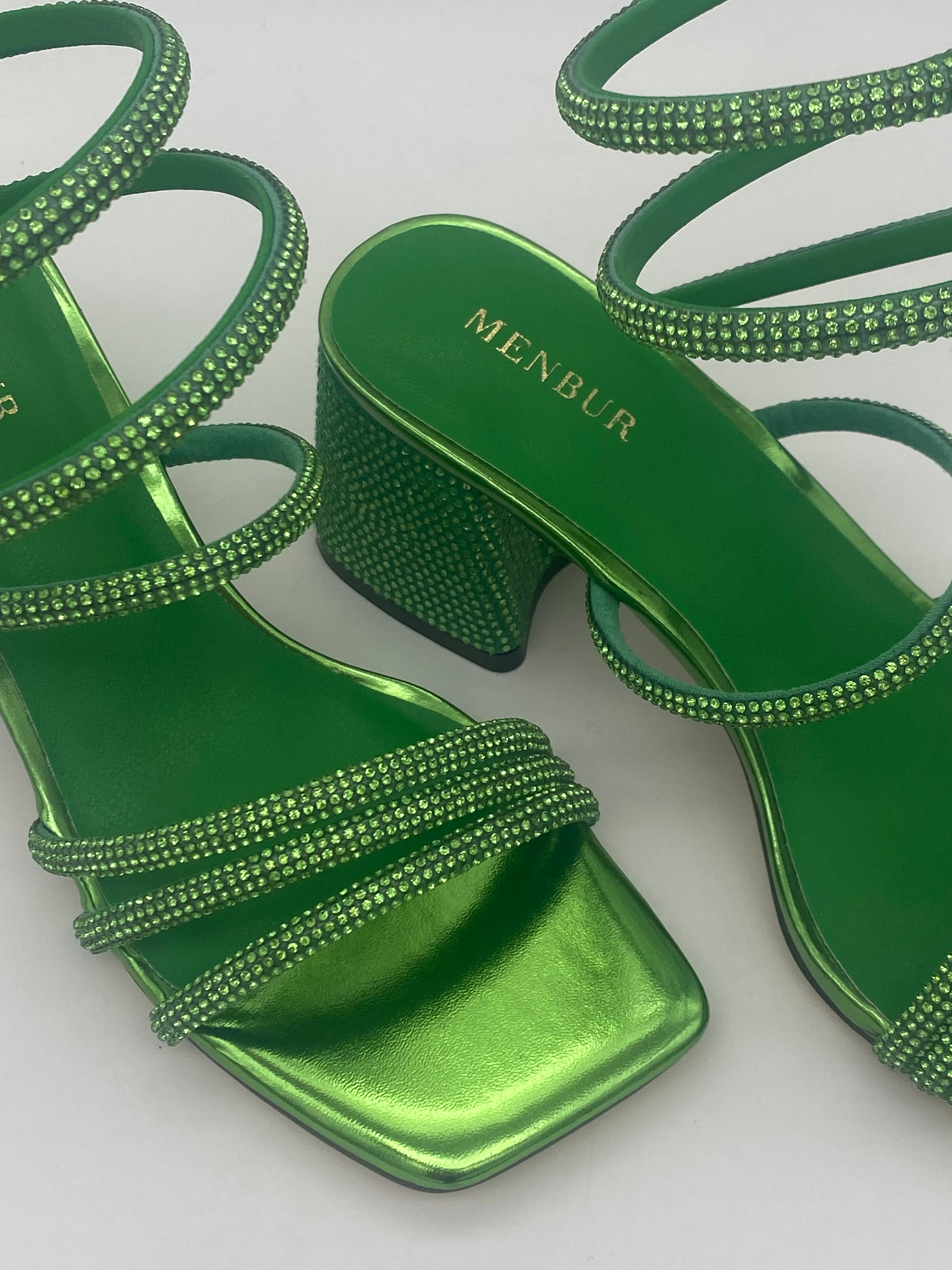 MENBUR - Sandalo con tacco basso Glitter Fluo - Donna