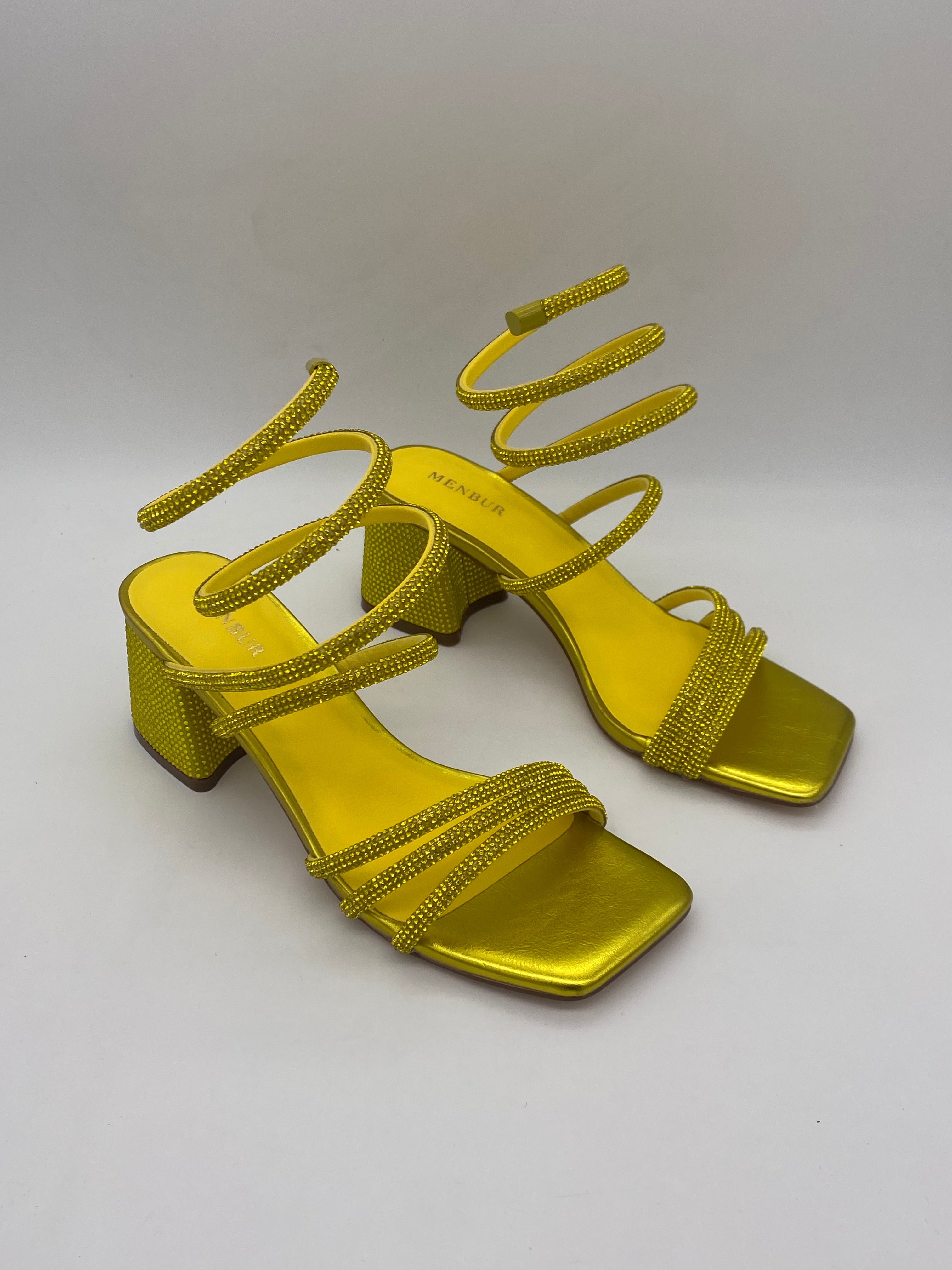 MENBUR - Sandalo con tacco basso Glitter Fluo - Donna