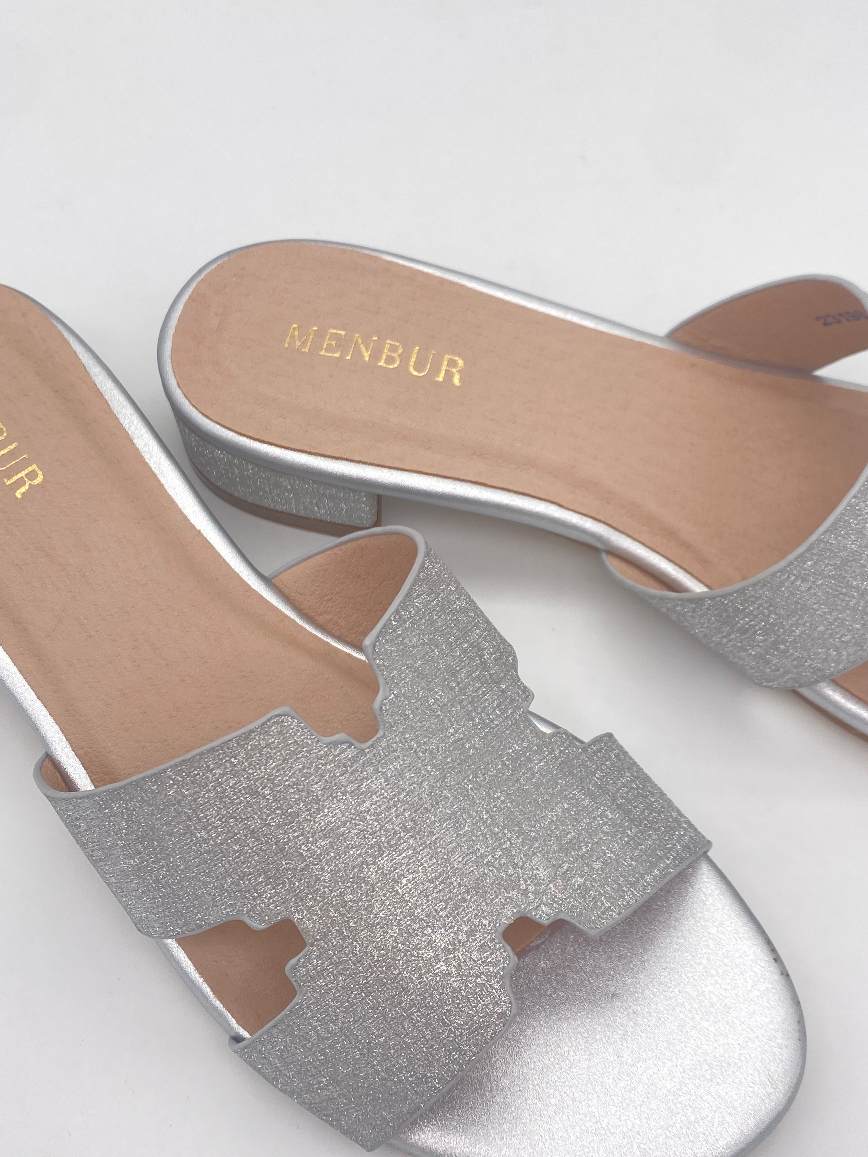 MENBUR - Ciabatta Glitter Argento - Donna