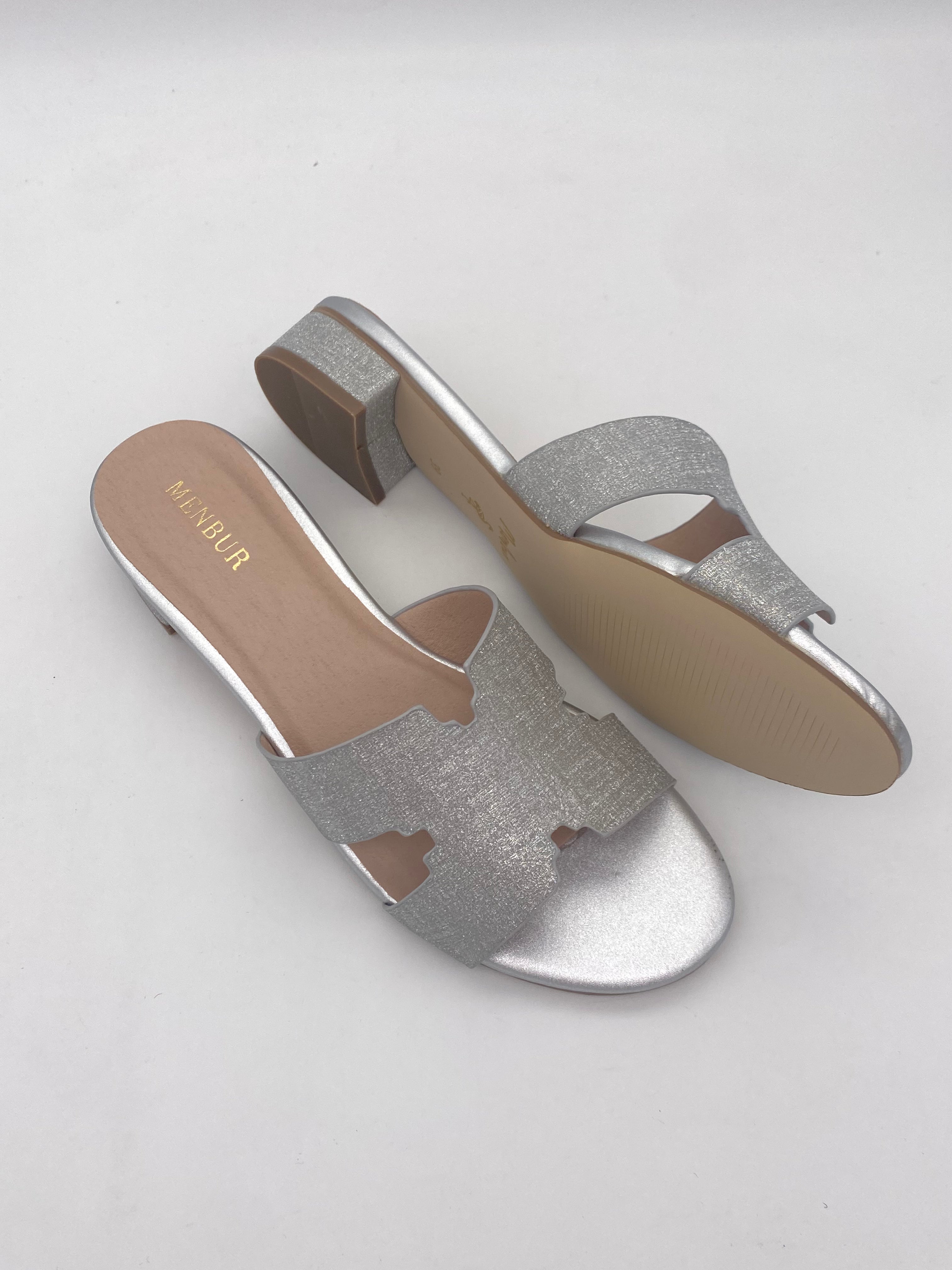 MENBUR - Ciabatta Glitter Argento - Donna